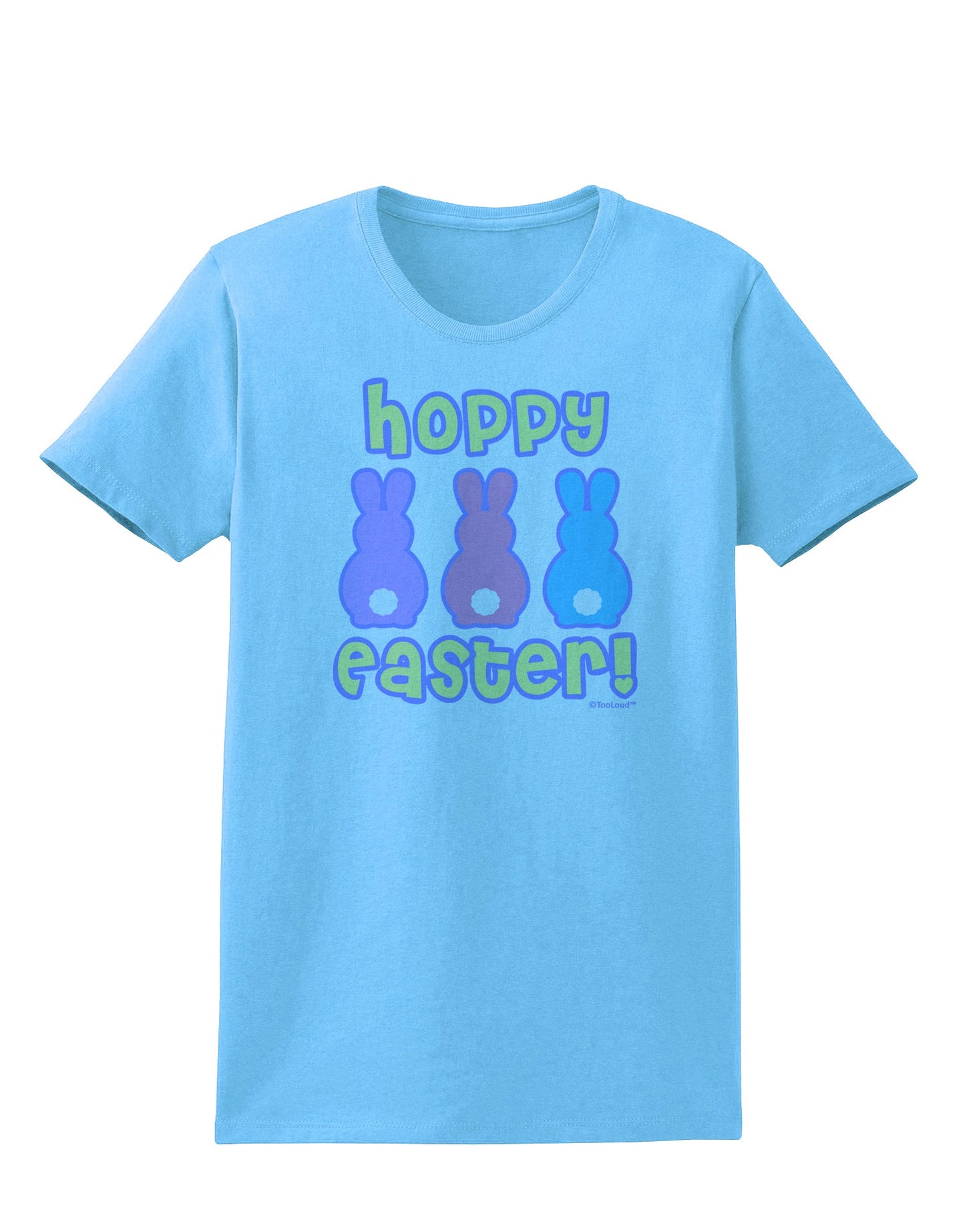 Three Easter Bunnies - Hoppy Easter Womens T-Shirt by TooLoud-Womens T-Shirt-TooLoud-Aquatic-Blue-X-Small-Davson Sales