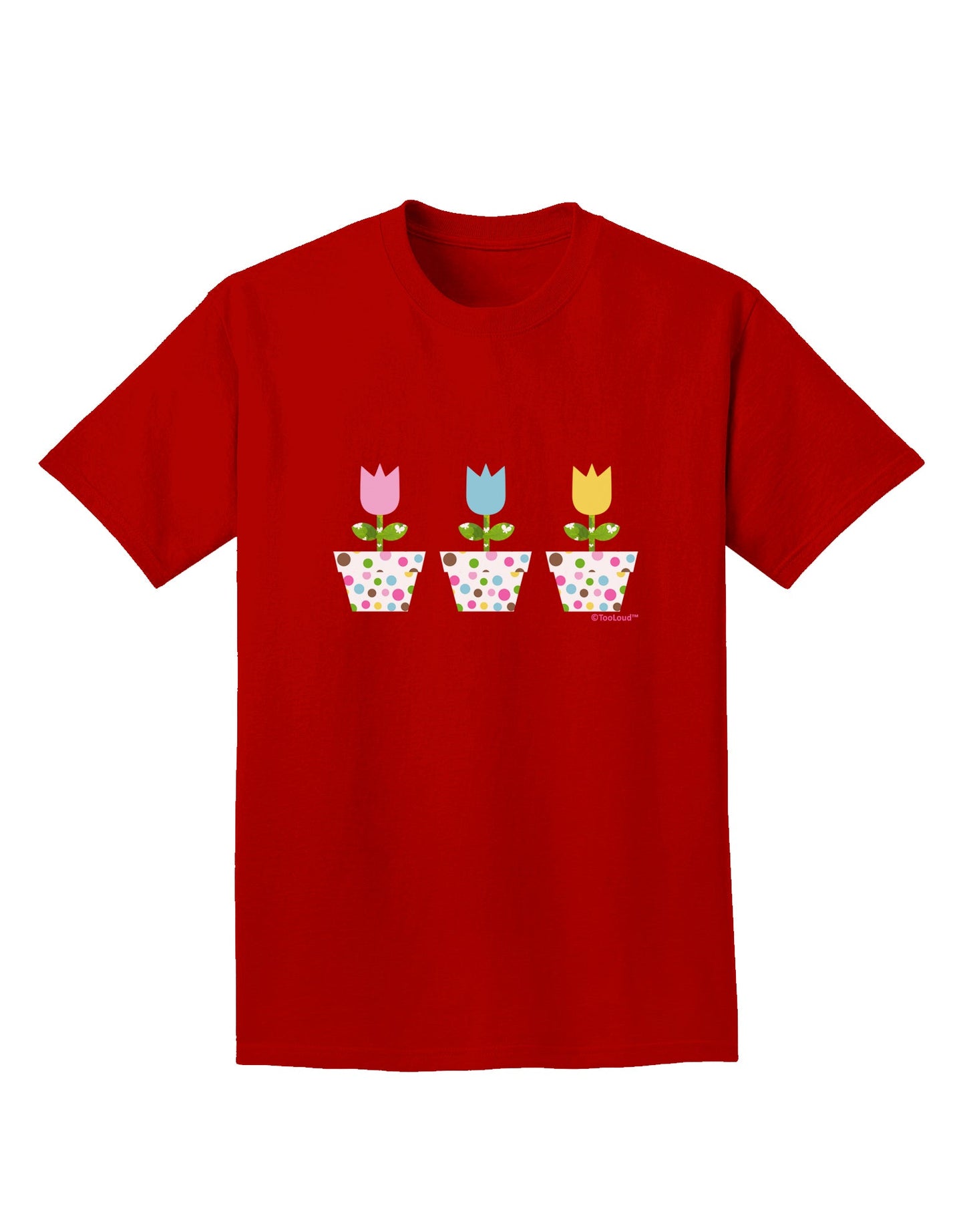 Three Easter Tulips Adult Dark T-Shirt by TooLoud-Mens T-Shirt-TooLoud-Red-Small-Davson Sales