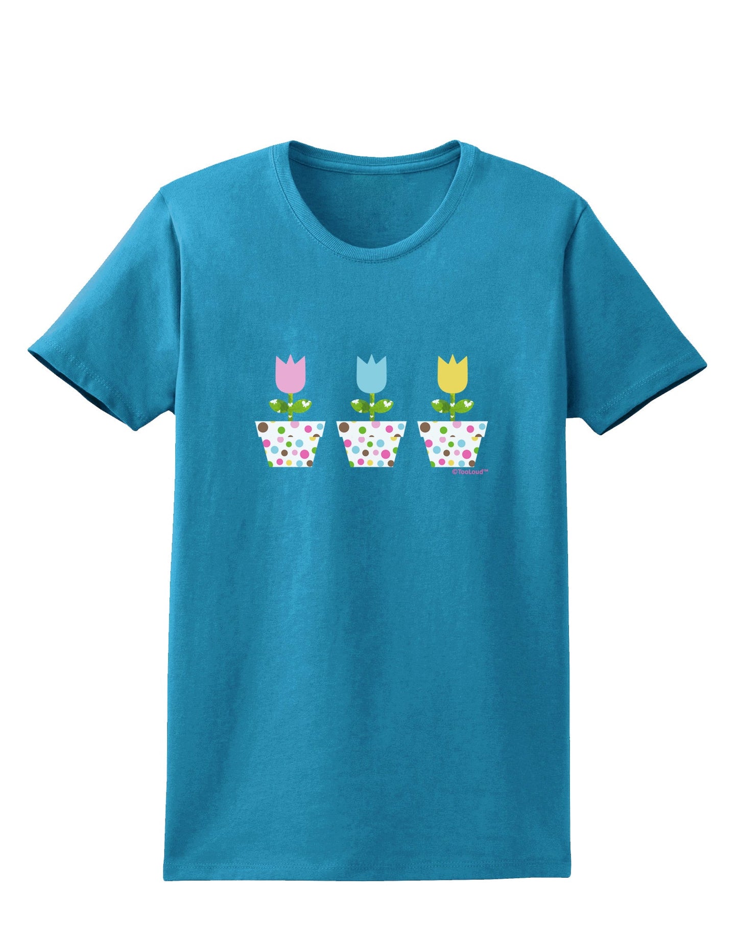 Three Easter Tulips Womens Dark T-Shirt by TooLoud-Womens T-Shirt-TooLoud-Turquoise-X-Small-Davson Sales
