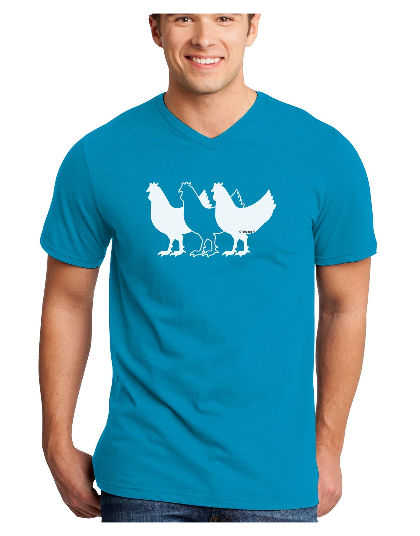 Three French Hens Adult Dark V-Neck T-Shirt-TooLoud-Turquoise-Small-Davson Sales