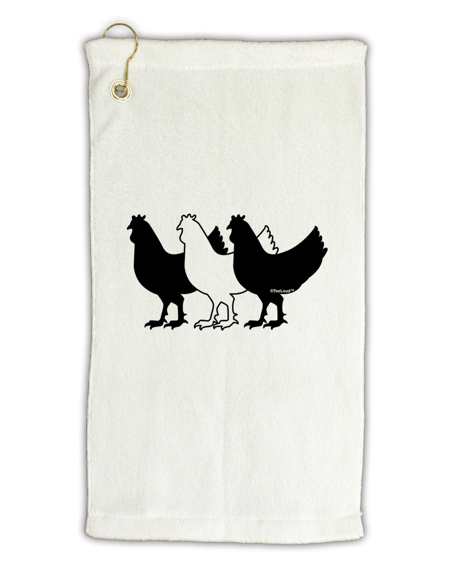 Three French Hens Micro Terry Gromet Golf Towel 11"x19-Golf Towel-TooLoud-White-Davson Sales