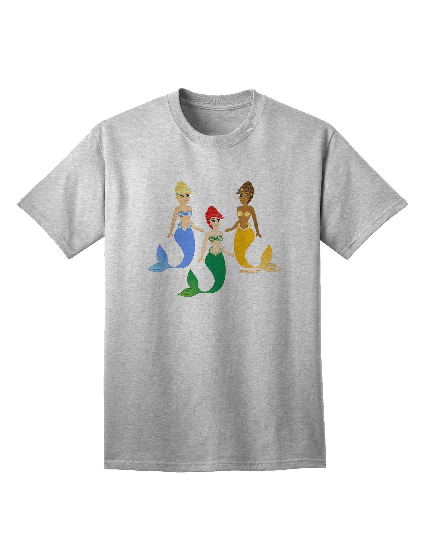 Three Mermaids Adult T-Shirt-Mens T-Shirt-TooLoud-AshGray-Small-Davson Sales