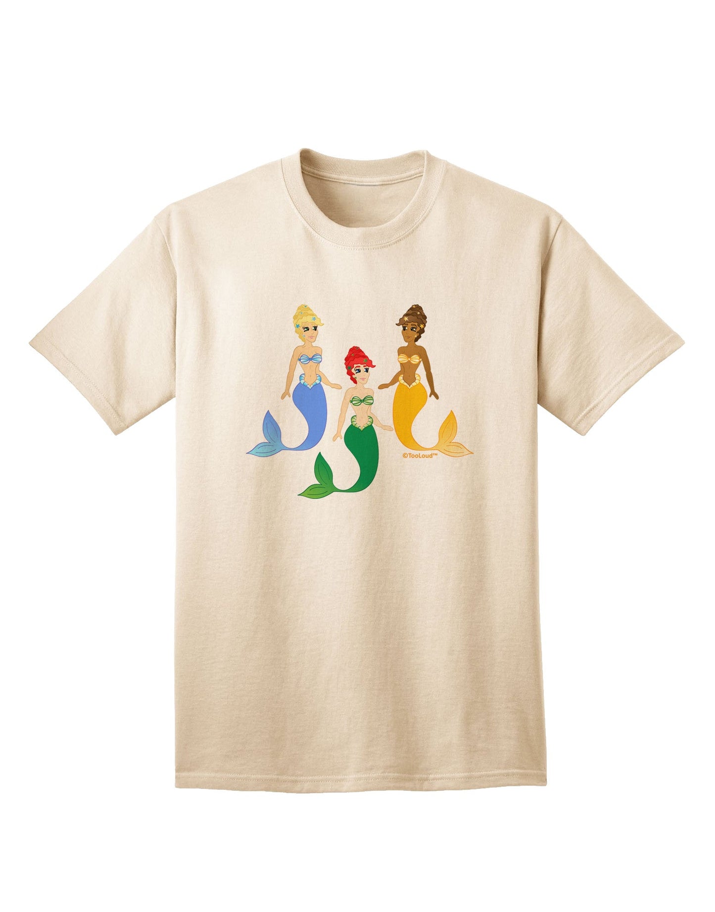 Three Mermaids Adult T-Shirt-Mens T-Shirt-TooLoud-Natural-Small-Davson Sales