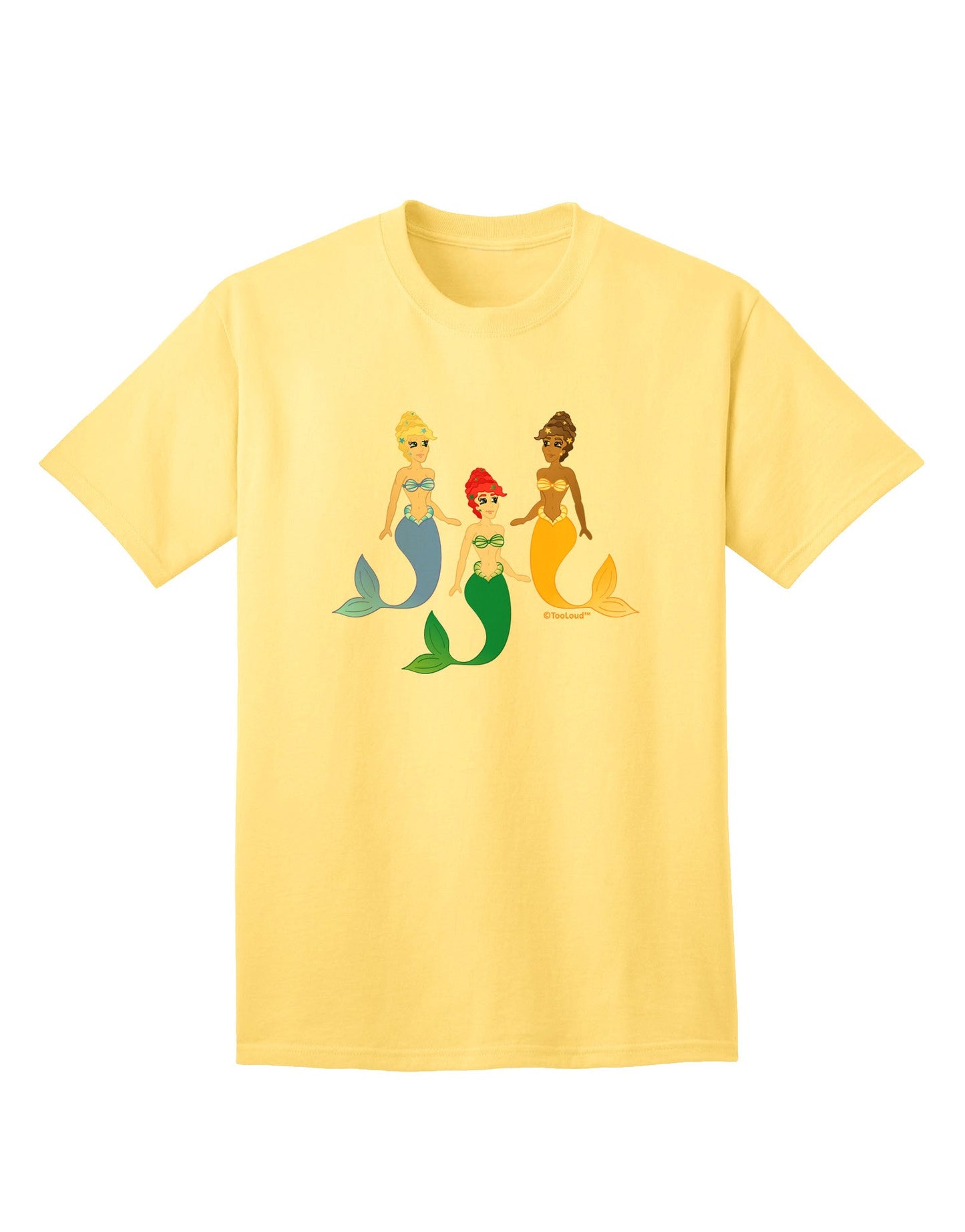 Three Mermaids Adult T-Shirt-Mens T-Shirt-TooLoud-Yellow-Small-Davson Sales