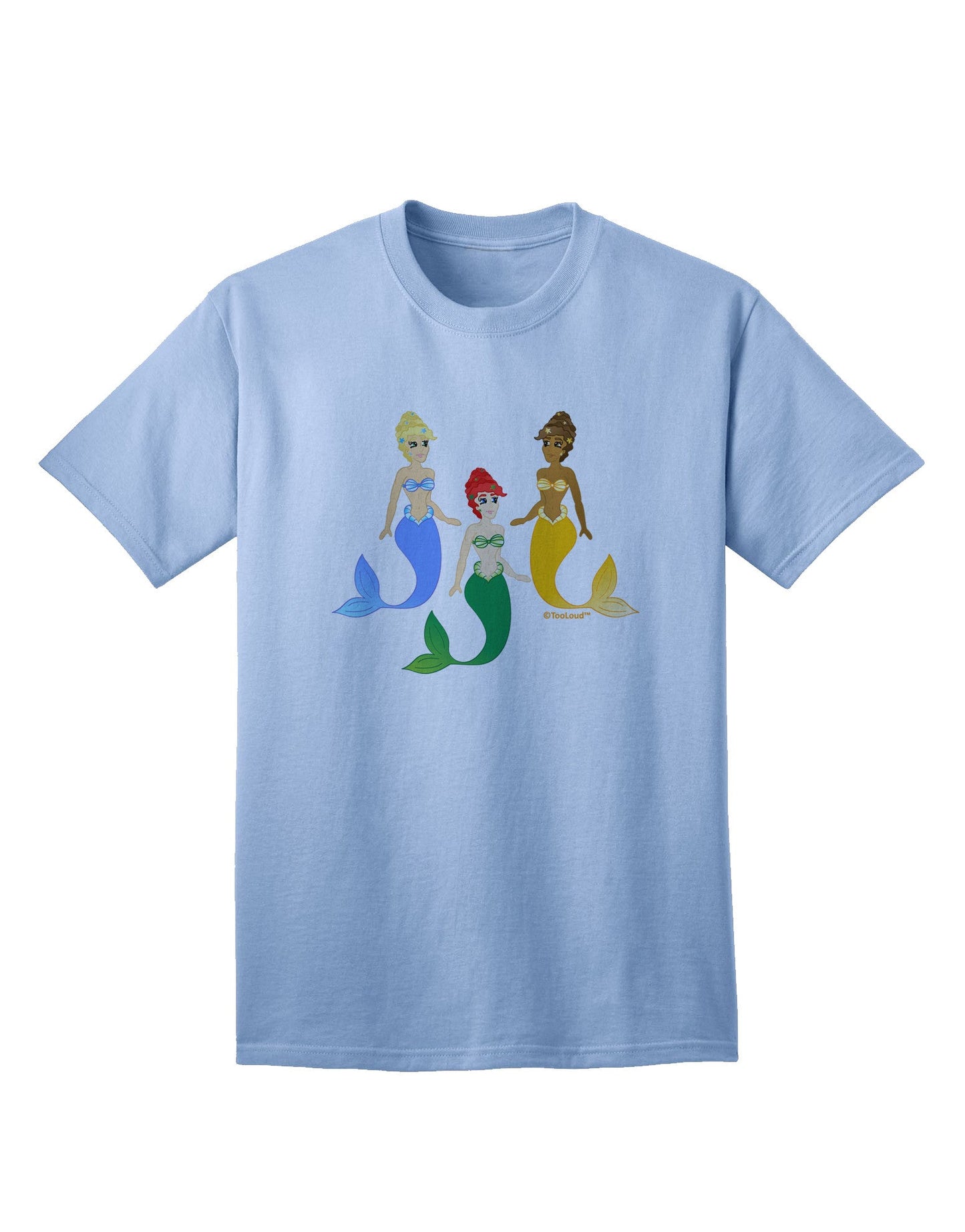 Three Mermaids Adult T-Shirt-Mens T-Shirt-TooLoud-Light-Blue-Small-Davson Sales