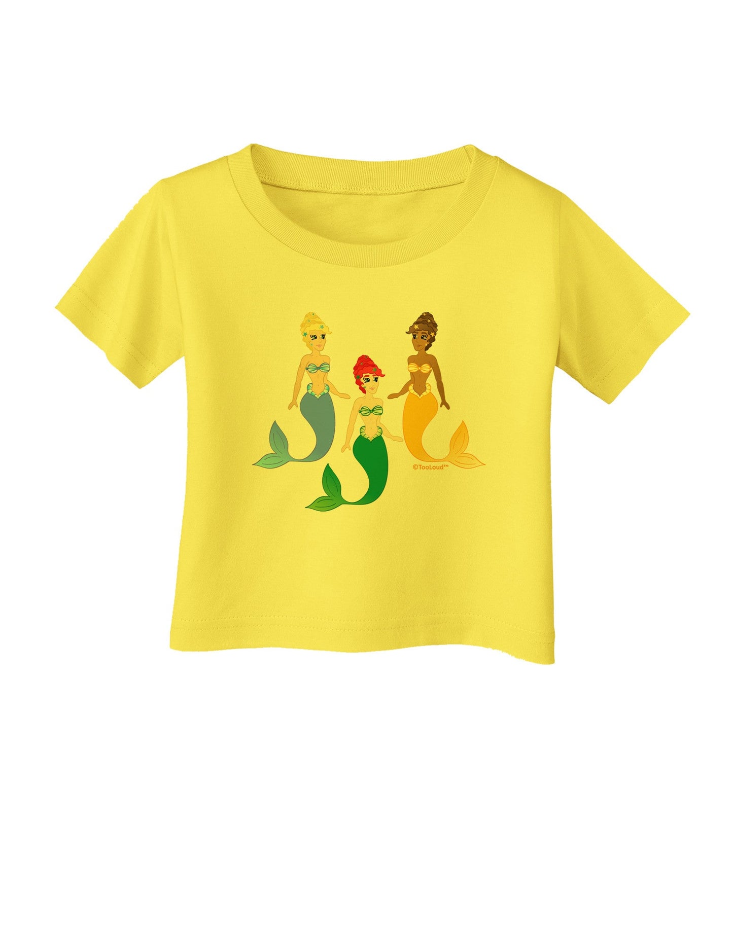 Three Mermaids Infant T-Shirt-Infant T-Shirt-TooLoud-Yellow-06-Months-Davson Sales
