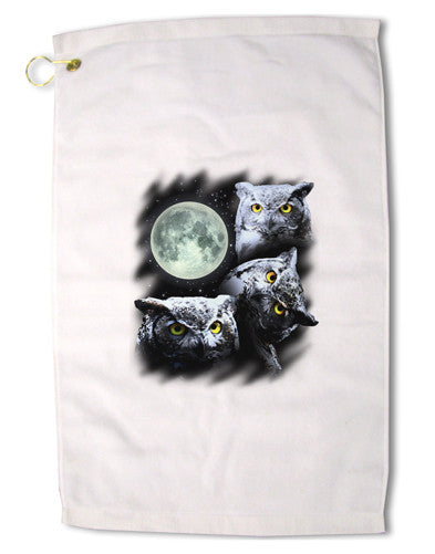 Three Owls and Moon Premium Cotton Golf Towel - 16" x 25-Golf Towel-TooLoud-16x25"-Davson Sales
