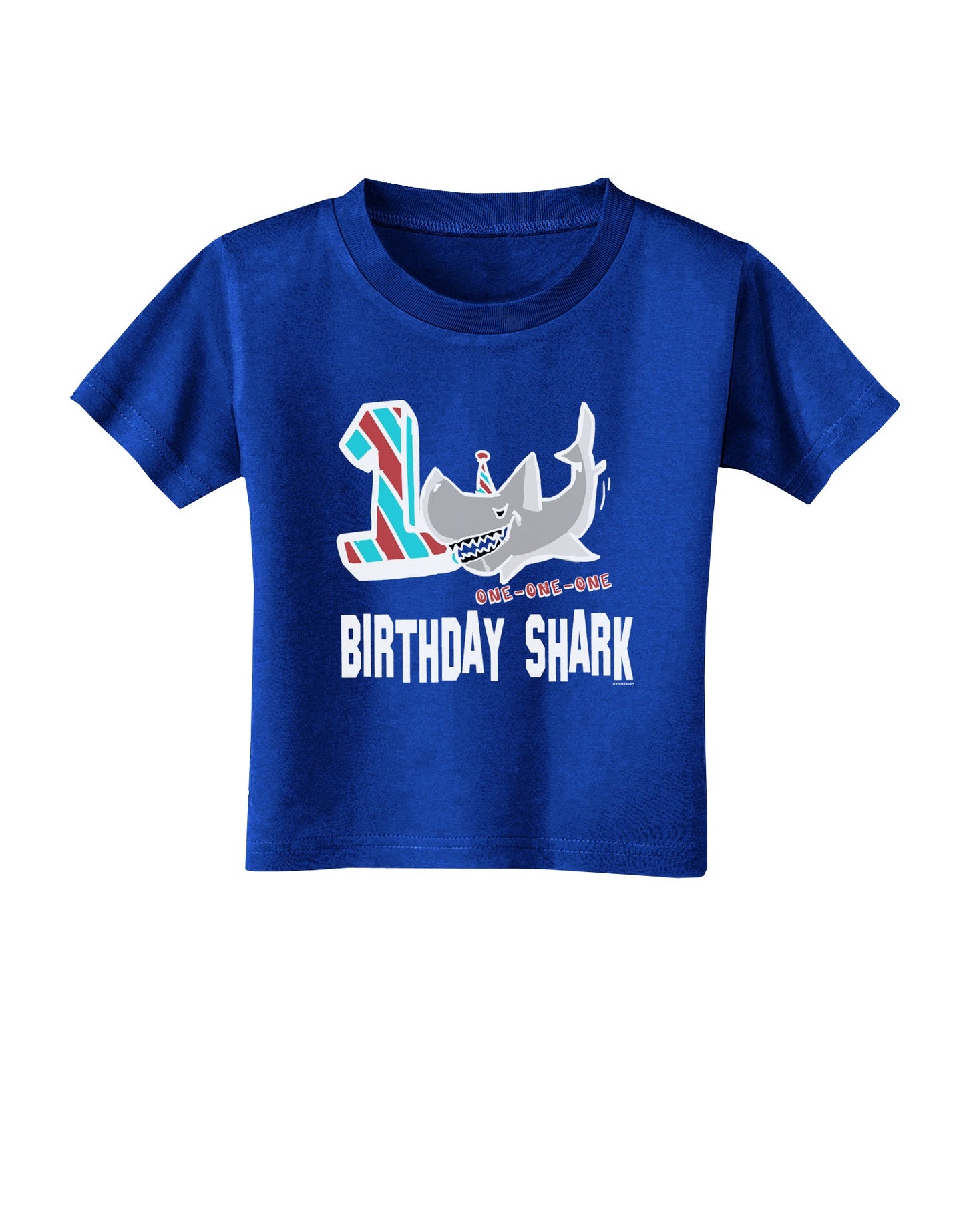 TooLoud Birthday Shark ONE Toddler T-Shirt Dark-Toddler T-shirt-TooLoud-Royal-Blue-2T-Davson Sales