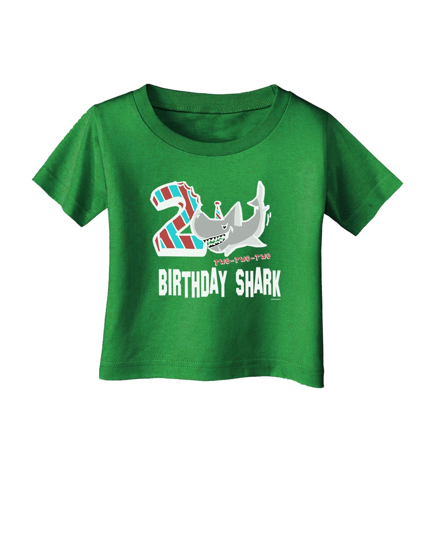 TooLoud Birthday Shark Two Infant T-Shirt Dark-Infant T-Shirt-TooLoud-Clover-Green-06-Months-Davson Sales