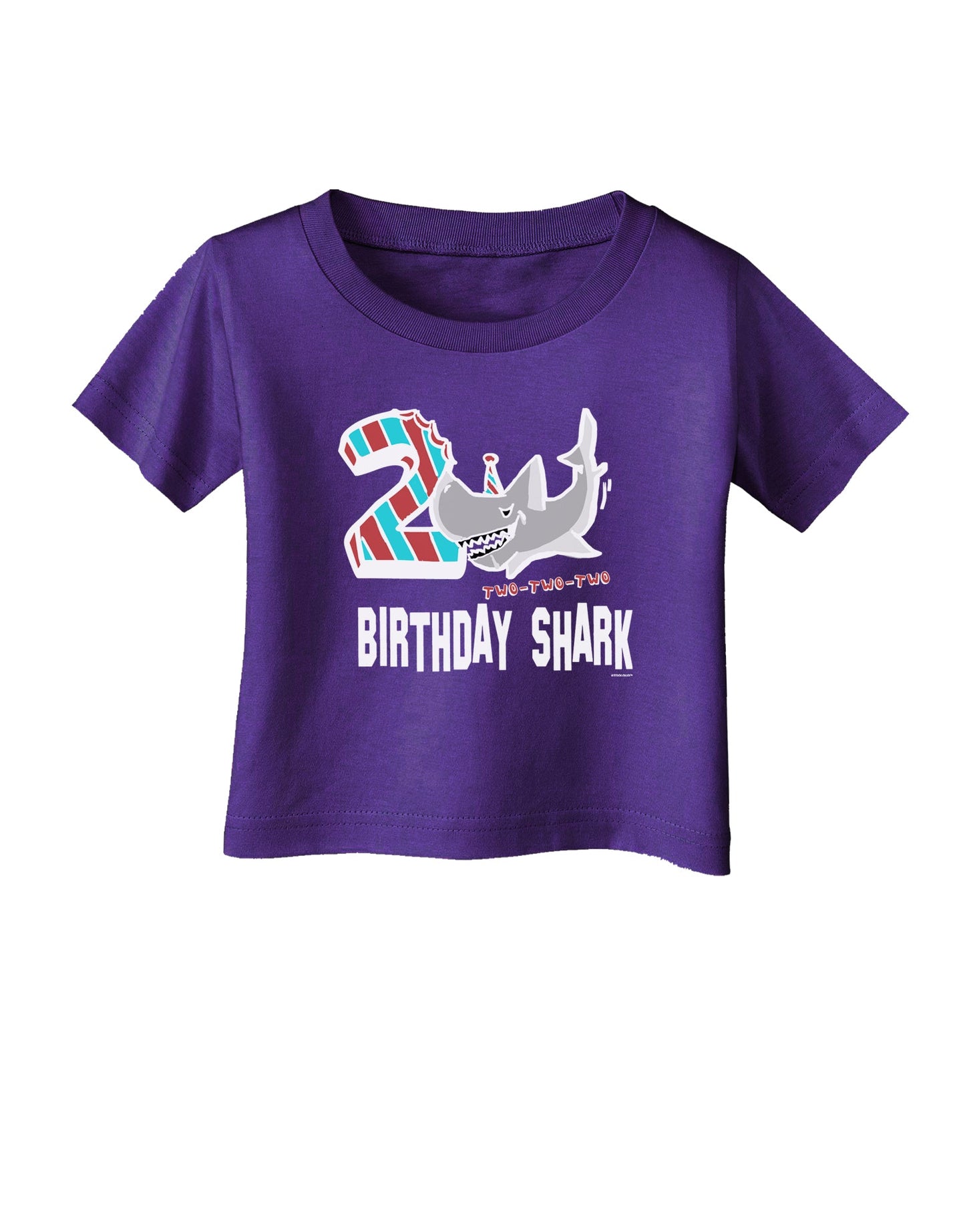 TooLoud Birthday Shark Two Infant T-Shirt Dark-Infant T-Shirt-TooLoud-Purple-06-Months-Davson Sales
