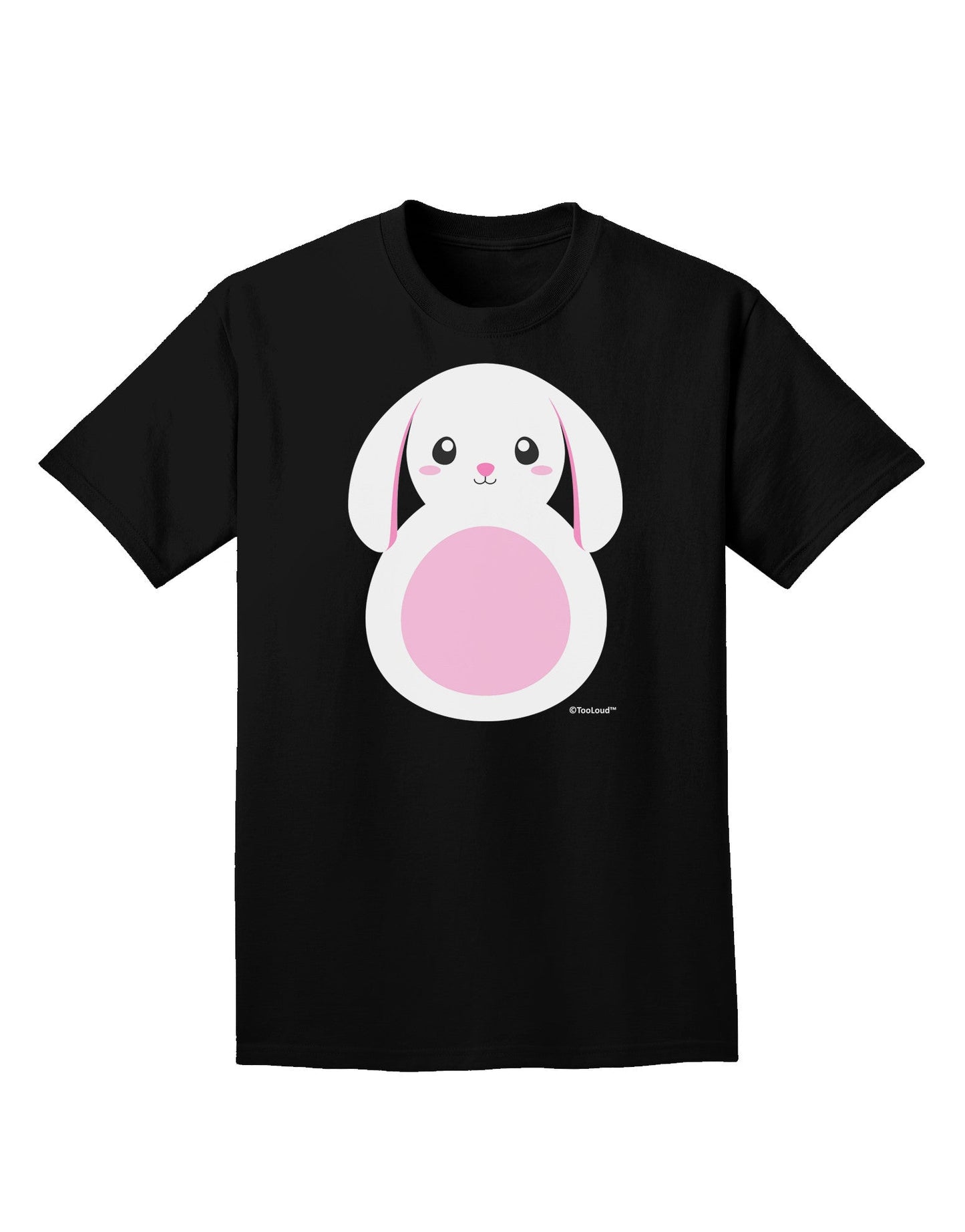TooLoud Cute Bunny with Floppy Ears - Pink Adult Dark T-Shirt-Mens T-Shirt-TooLoud-Black-Small-Davson Sales