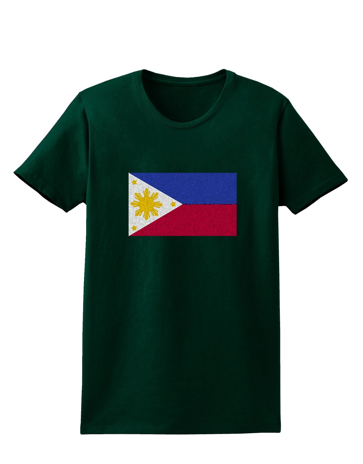 TooLoud Distressed Philippines Flag Womens Dark T-Shirt-Womens T-Shirt-TooLoud-Forest-Green-Small-Davson Sales