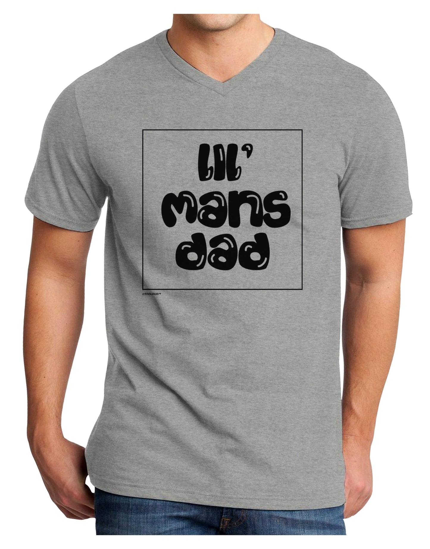 TooLoud Lil Mans Dad Adult V-Neck T-shirt-Mens V-Neck T-Shirt-TooLoud-HeatherGray-Small-Davson Sales
