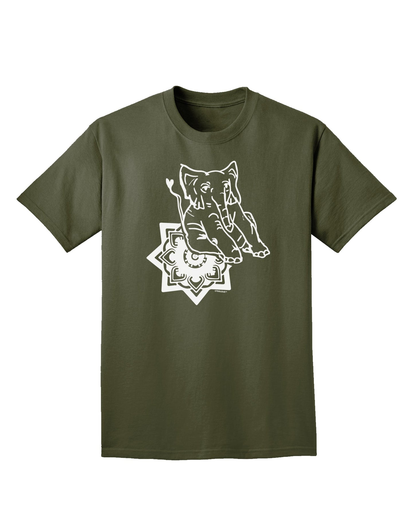 TooLoud Mandala Baby Elephant Adult Dark T-Shirt-Mens-Tshirts-TooLoud-Military-Green-Small-Davson Sales