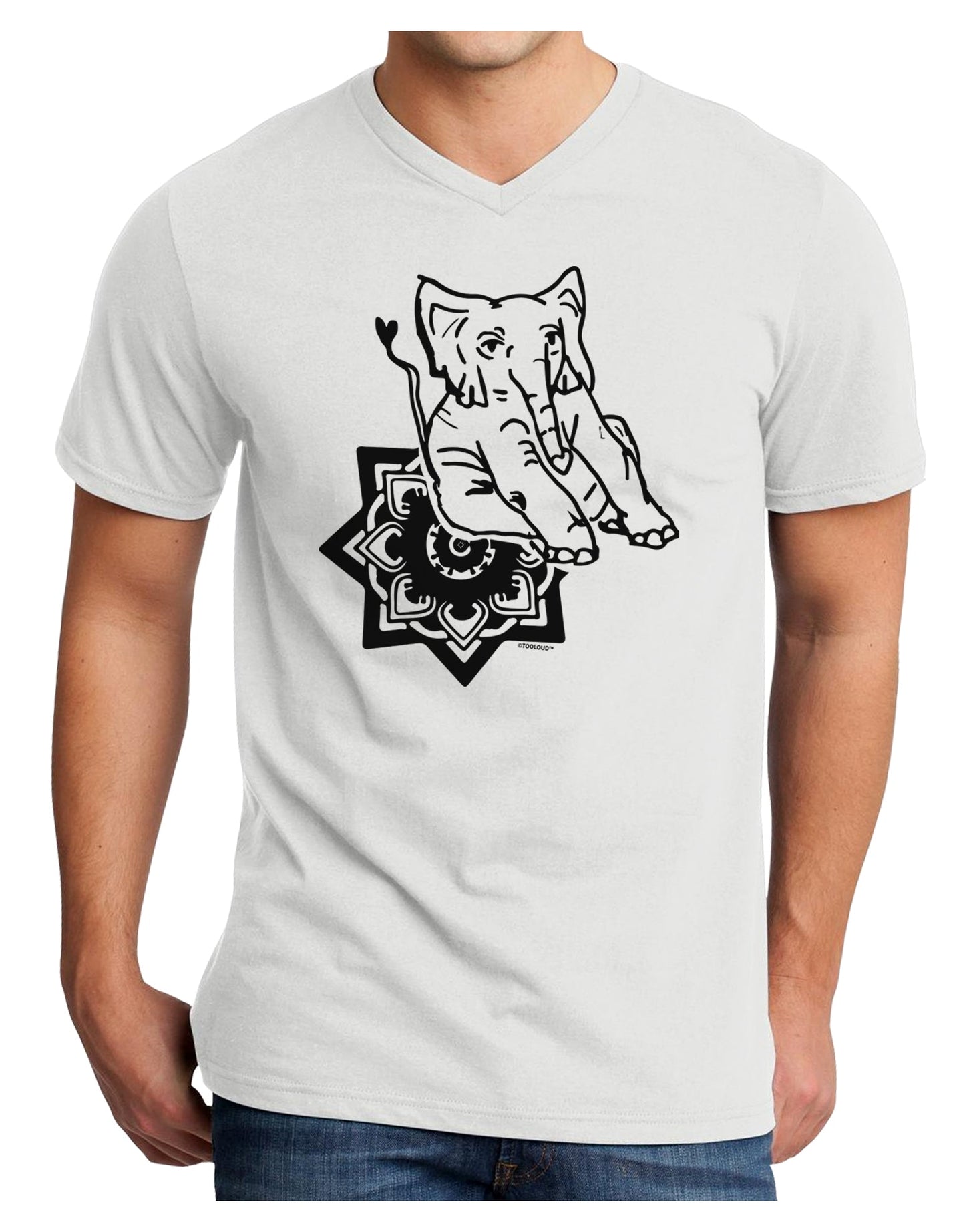 TooLoud Mandala Baby Elephant Adult V-Neck T-shirt-Mens V-Neck T-Shirt-TooLoud-White-Small-Davson Sales
