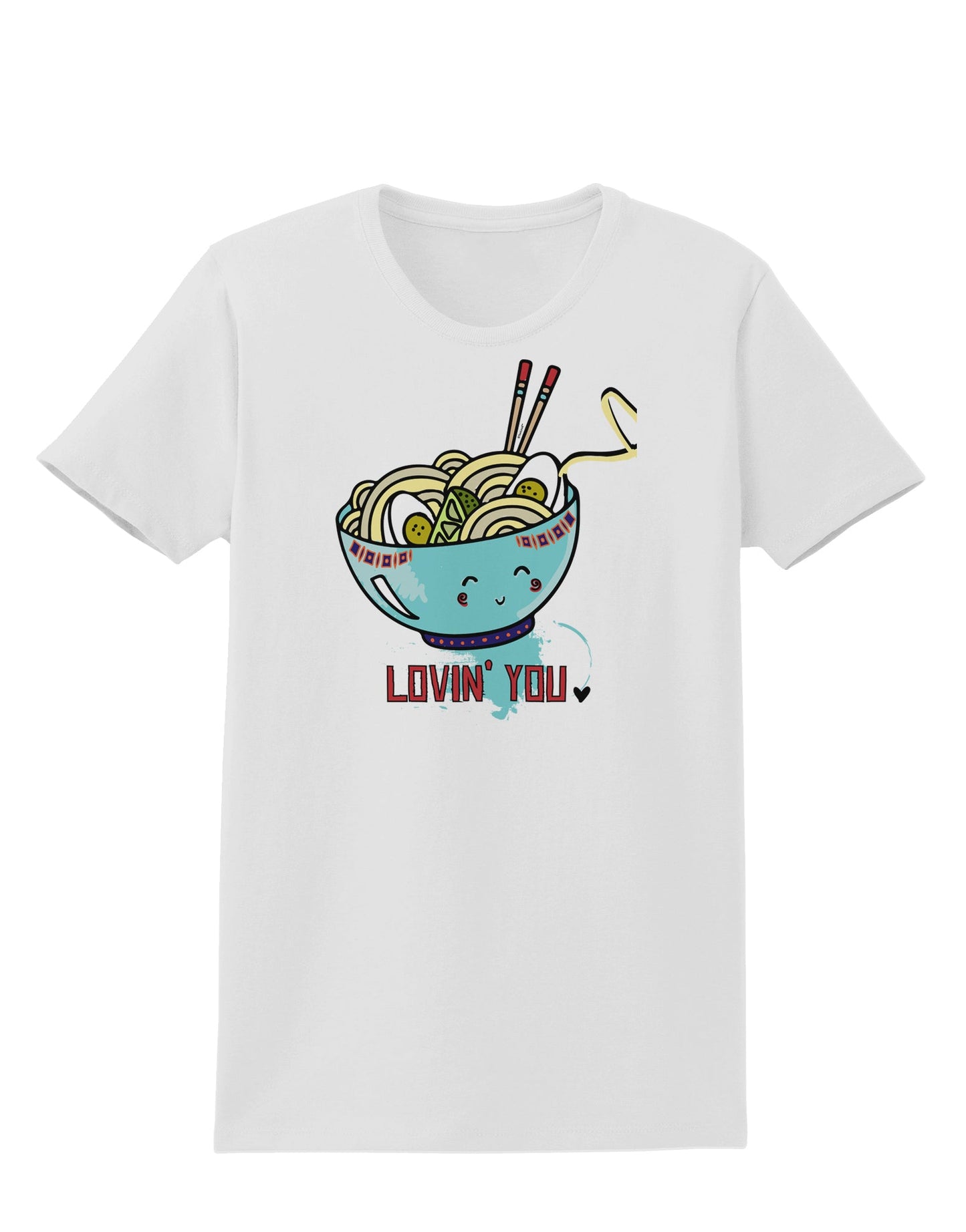 TooLoud Matching Lovin You Blue Pho Bowl Womens T-Shirt-Womens T-Shirt-TooLoud-White-X-Small-Davson Sales