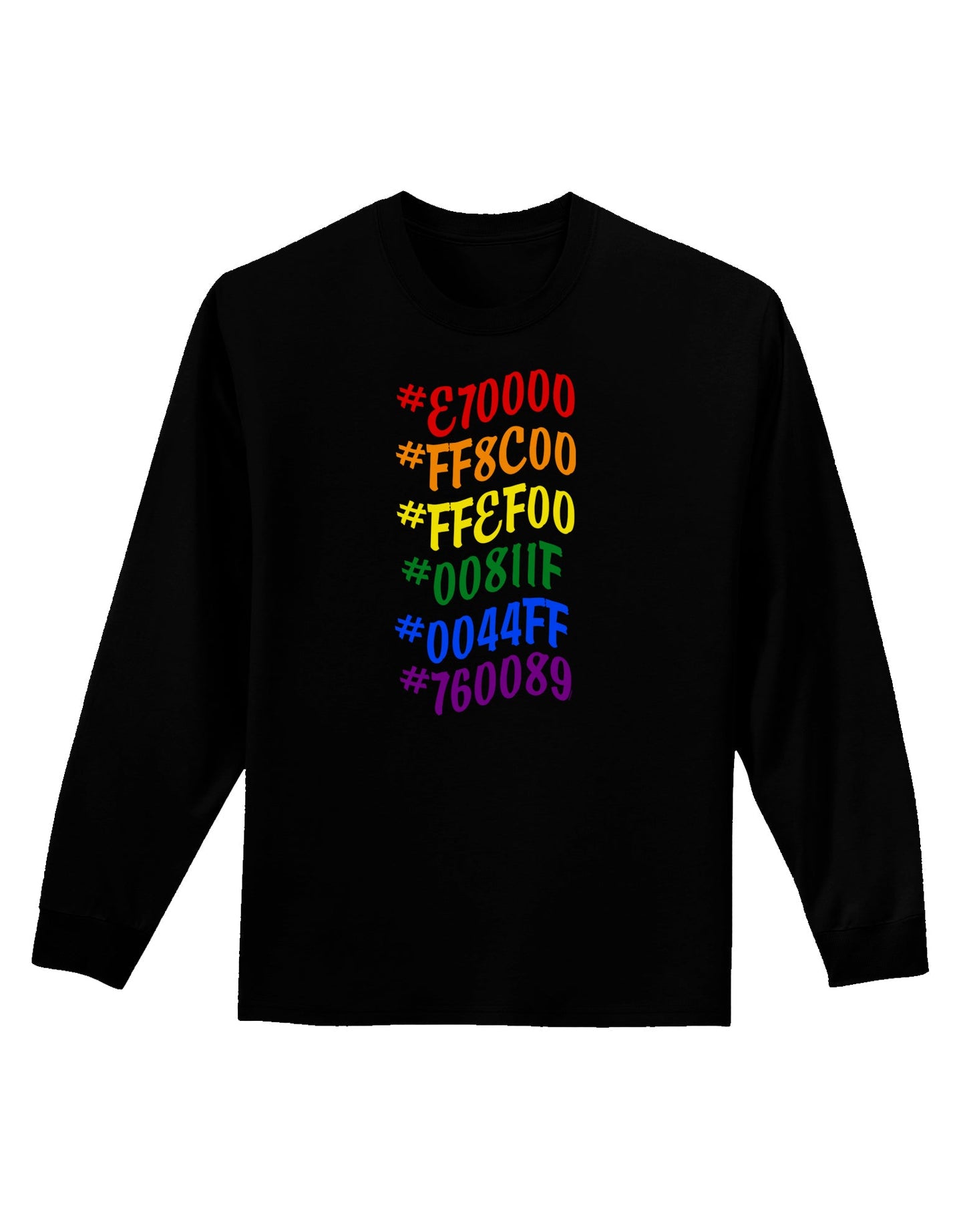 TooLoud Pride Flag Hex Code Dark Adult Long Sleeve Dark T-Shirt-Long Sleeve Shirt-TooLoud-Black-Small-Davson Sales