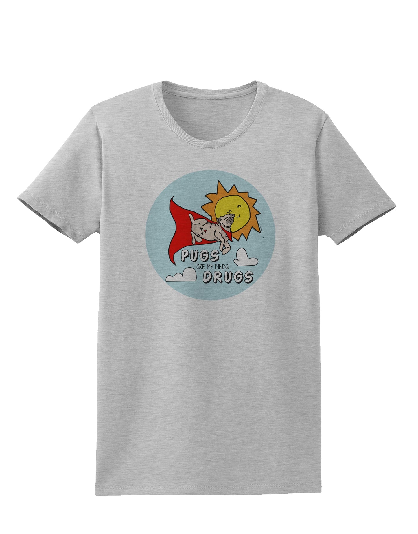 TooLoud Pugs Are My Kinda Drugs Womens T-Shirt-Womens T-Shirt-TooLoud-AshGray-X-Small-Davson Sales