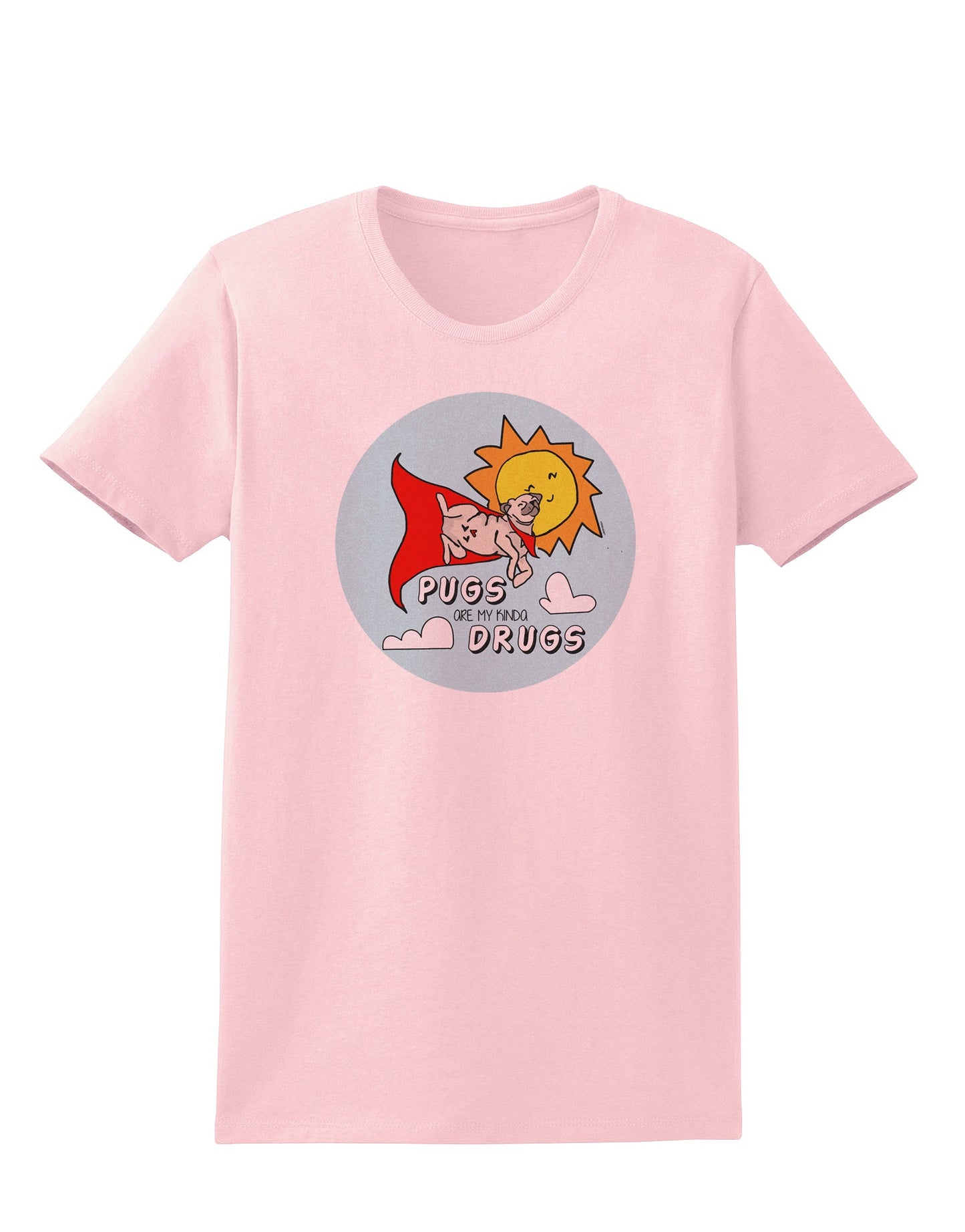 TooLoud Pugs Are My Kinda Drugs Womens T-Shirt-Womens T-Shirt-TooLoud-PalePink-X-Small-Davson Sales