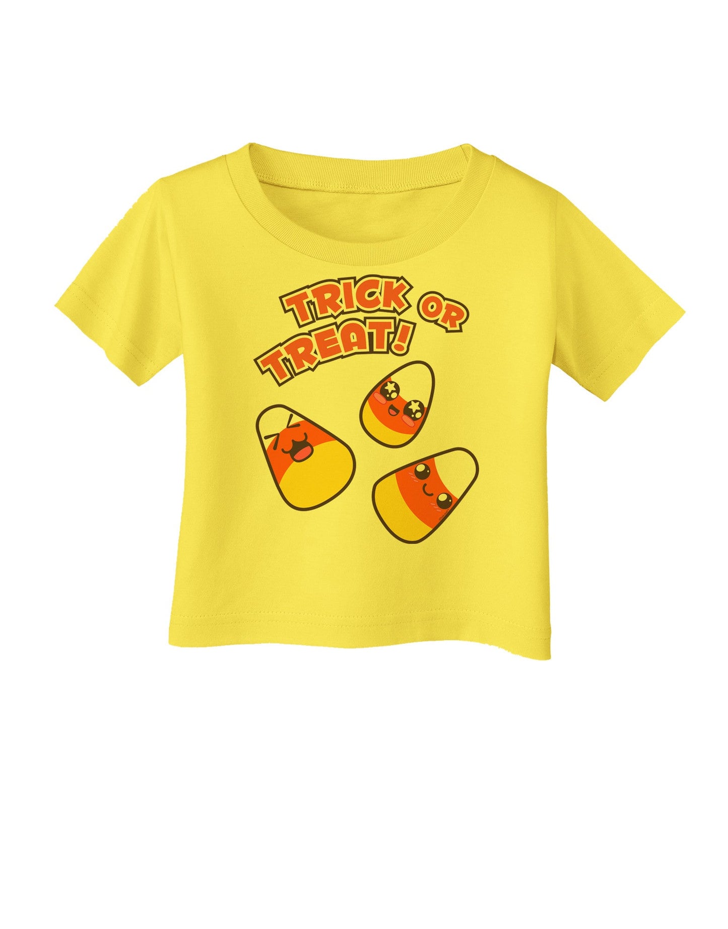 TooLoud Trick or Treat Cute Candy Corn Halloween Infant T-Shirt-Infant T-Shirt-TooLoud-Yellow-06-Months-Davson Sales
