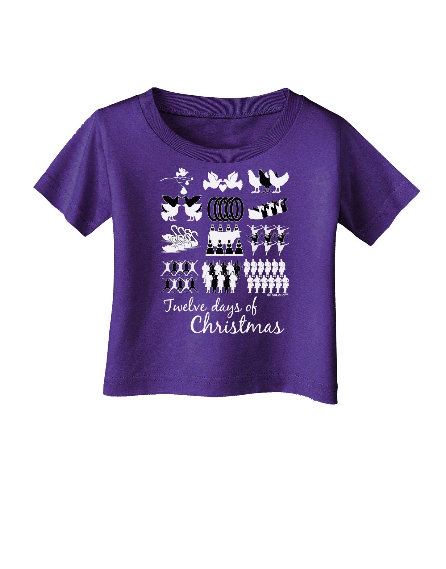 TooLoud Twelve Days of Christmas Text Infant T-Shirt Dark-Infant T-Shirt-TooLoud-Purple-06-Months-Davson Sales