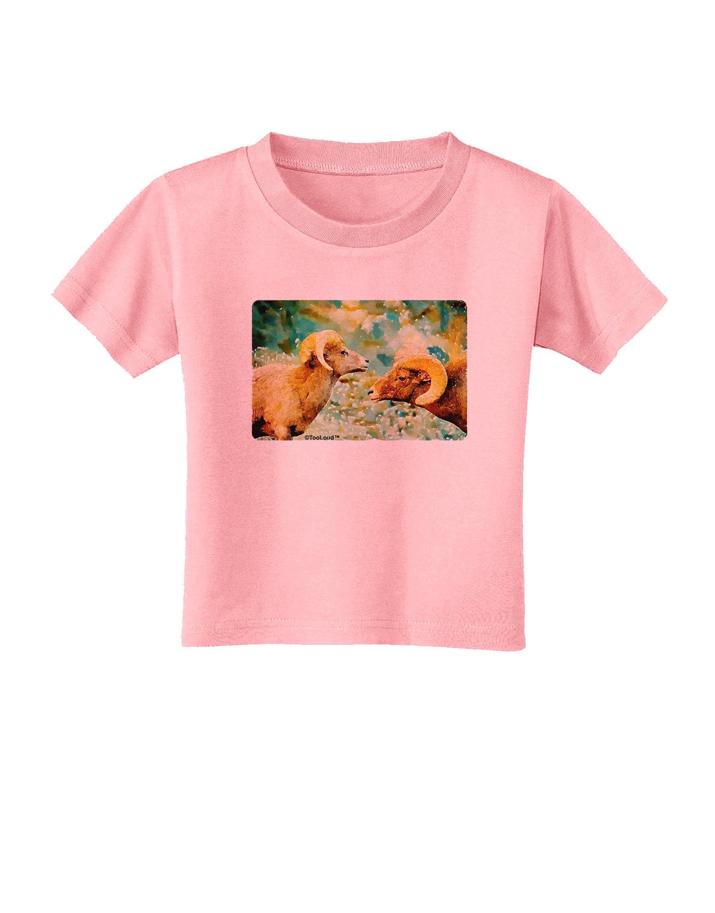 TooLoud Two Bighorn Rams Watercolor Toddler T-Shirt-Toddler T-Shirt-TooLoud-Candy-Pink-2T-Davson Sales