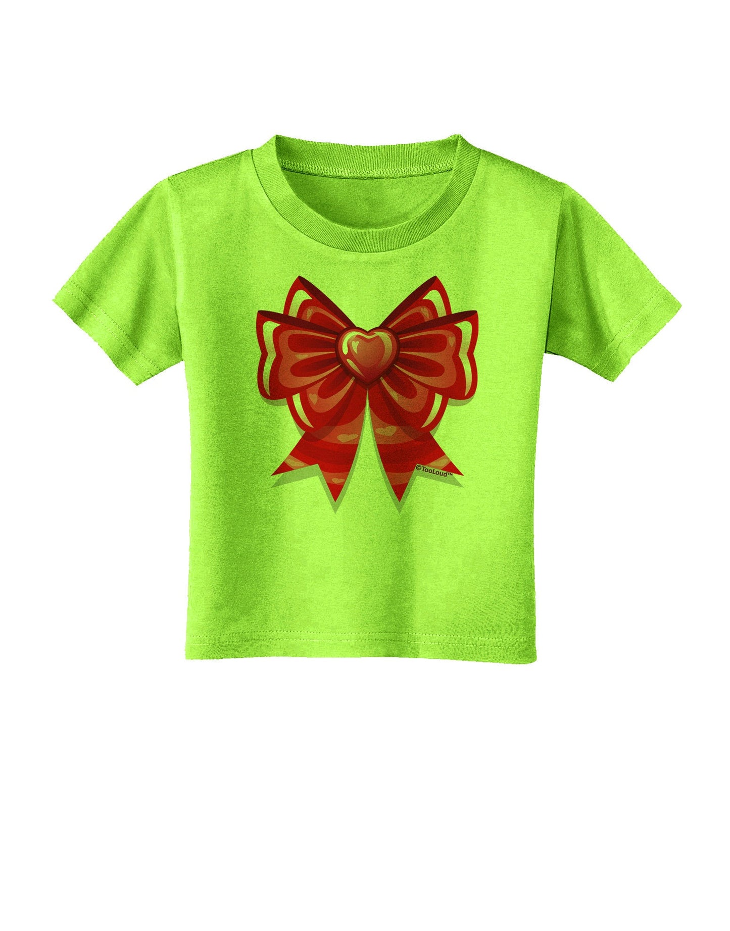 TooLoud Valentine's Day Heart Bow Toddler T-Shirt-Toddler T-Shirt-TooLoud-Lime-Green-2T-Davson Sales