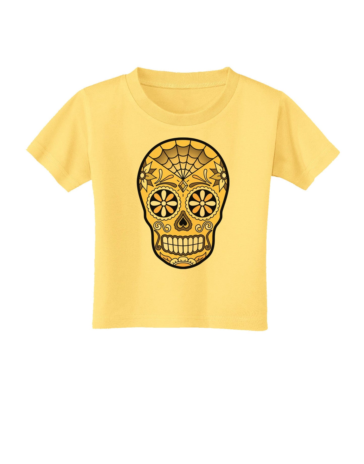 TooLoud Version 8 Gold Day of the Dead Calavera Toddler T-Shirt-Toddler T-Shirt-TooLoud-Daffodil-Yellow-2T-Davson Sales