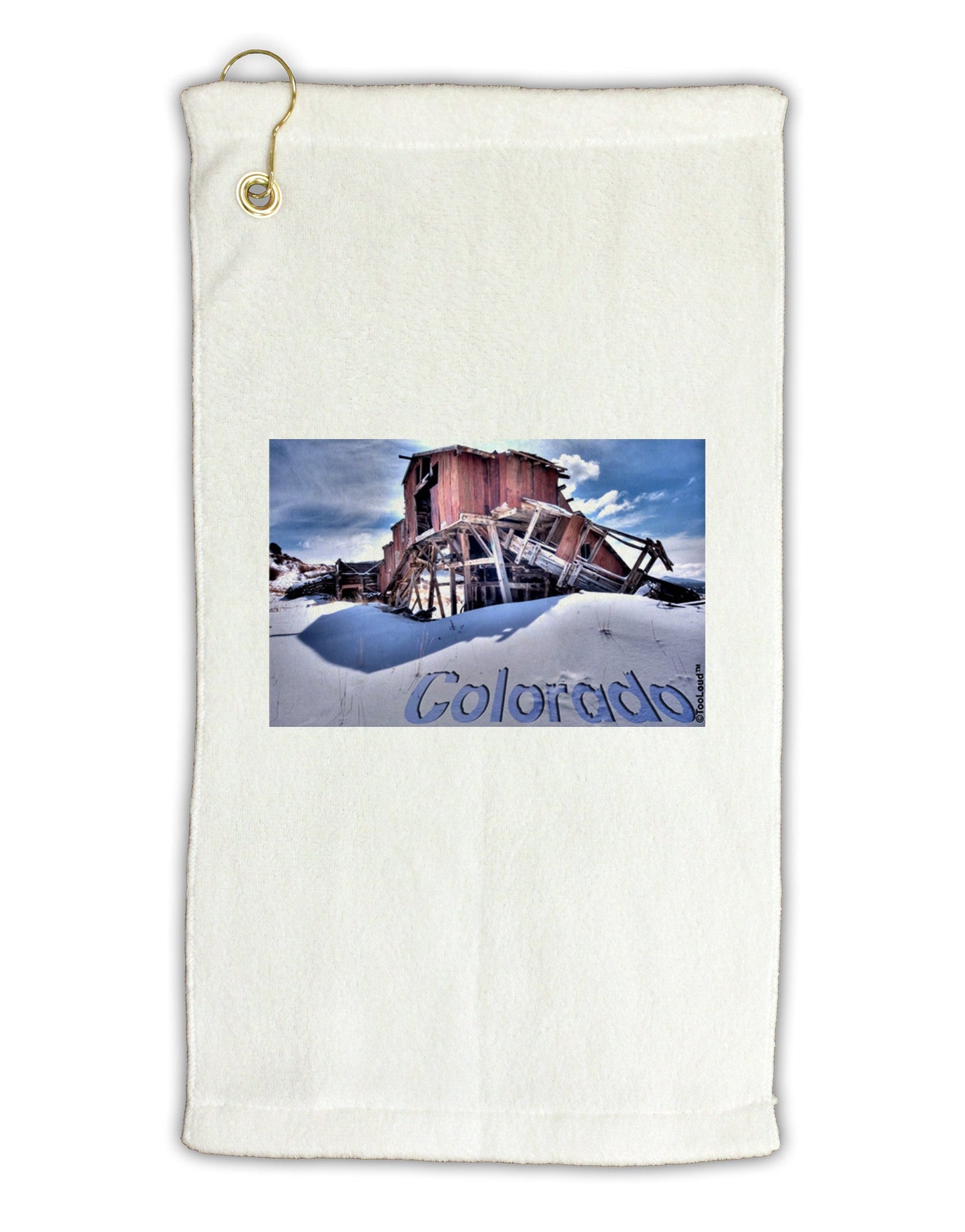 TooLoud Victor Mines Colorado Text Micro Terry Gromet Golf Towel 11"x19-Golf Towel-TooLoud-White-Davson Sales