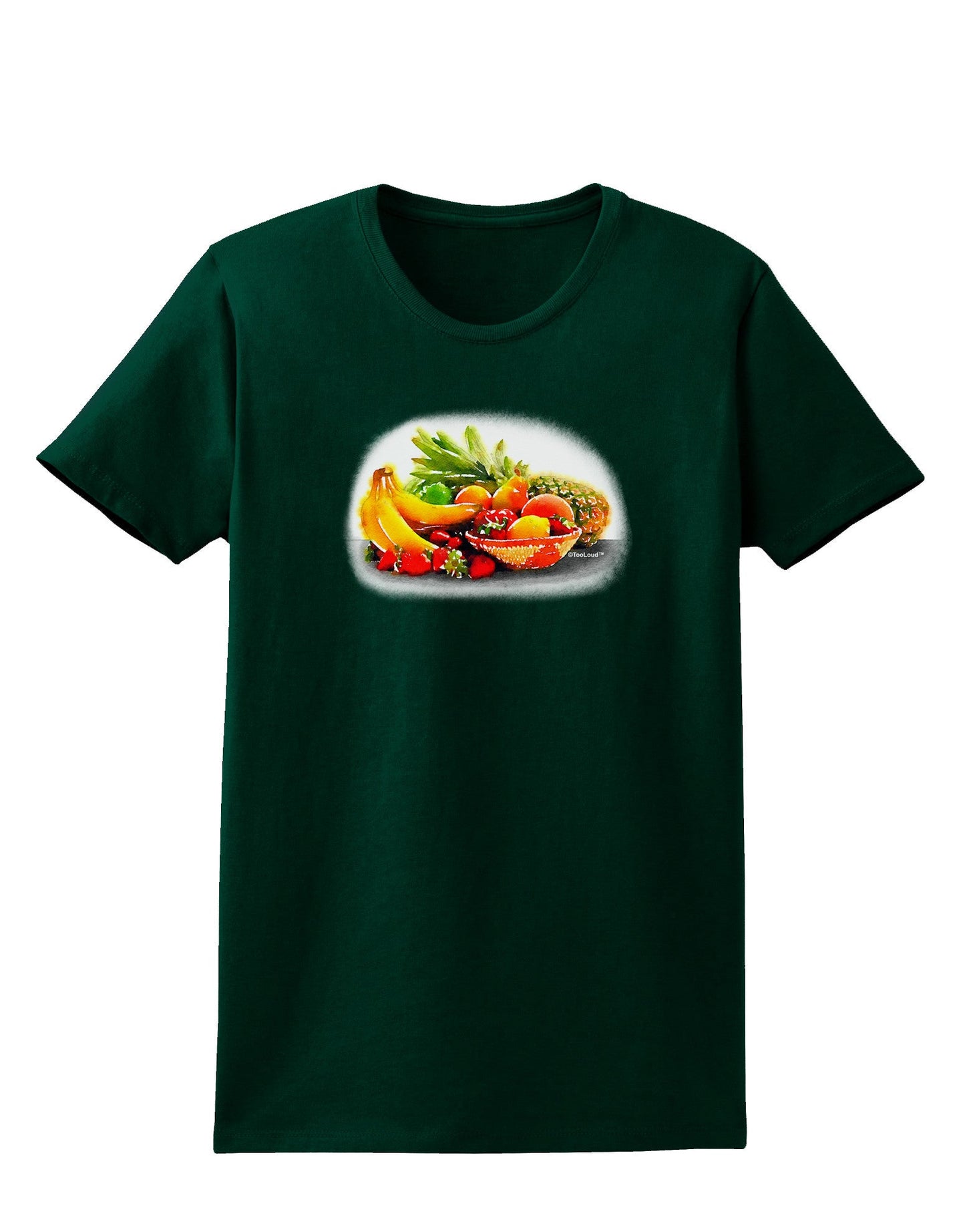TooLoud Watercolor Fruit Bowl 1 Womens Dark T-Shirt-TooLoud-Forest-Green-Small-Davson Sales