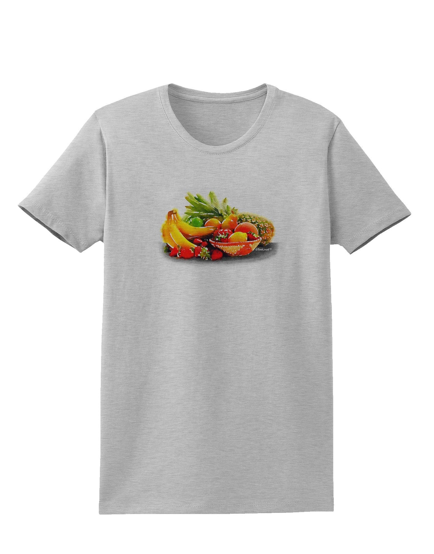 TooLoud Watercolor Fruit Bowl 1 Womens T-Shirt-Womens T-Shirt-TooLoud-AshGray-X-Small-Davson Sales