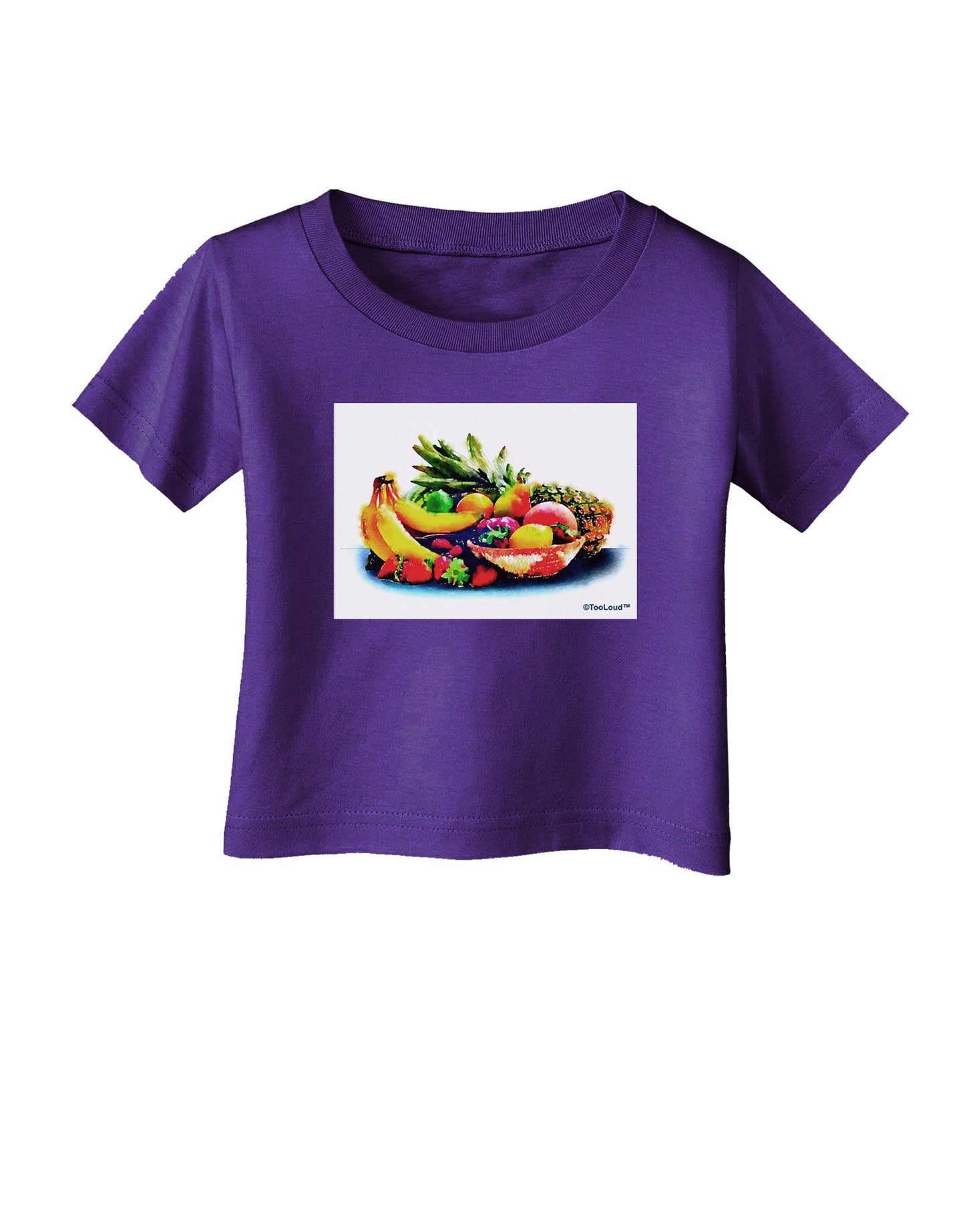 TooLoud Watercolor Fruit Bowl 3 Infant T-Shirt Dark-Infant T-Shirt-TooLoud-Purple-06-Months-Davson Sales
