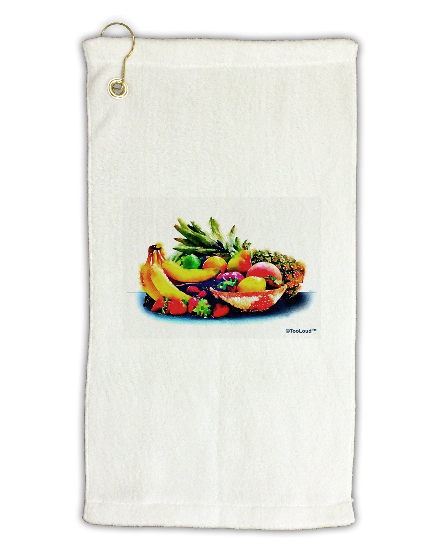TooLoud Watercolor Fruit Bowl 3 Micro Terry Gromet Golf Towel 11"x19-Golf Towel-TooLoud-White-Davson Sales