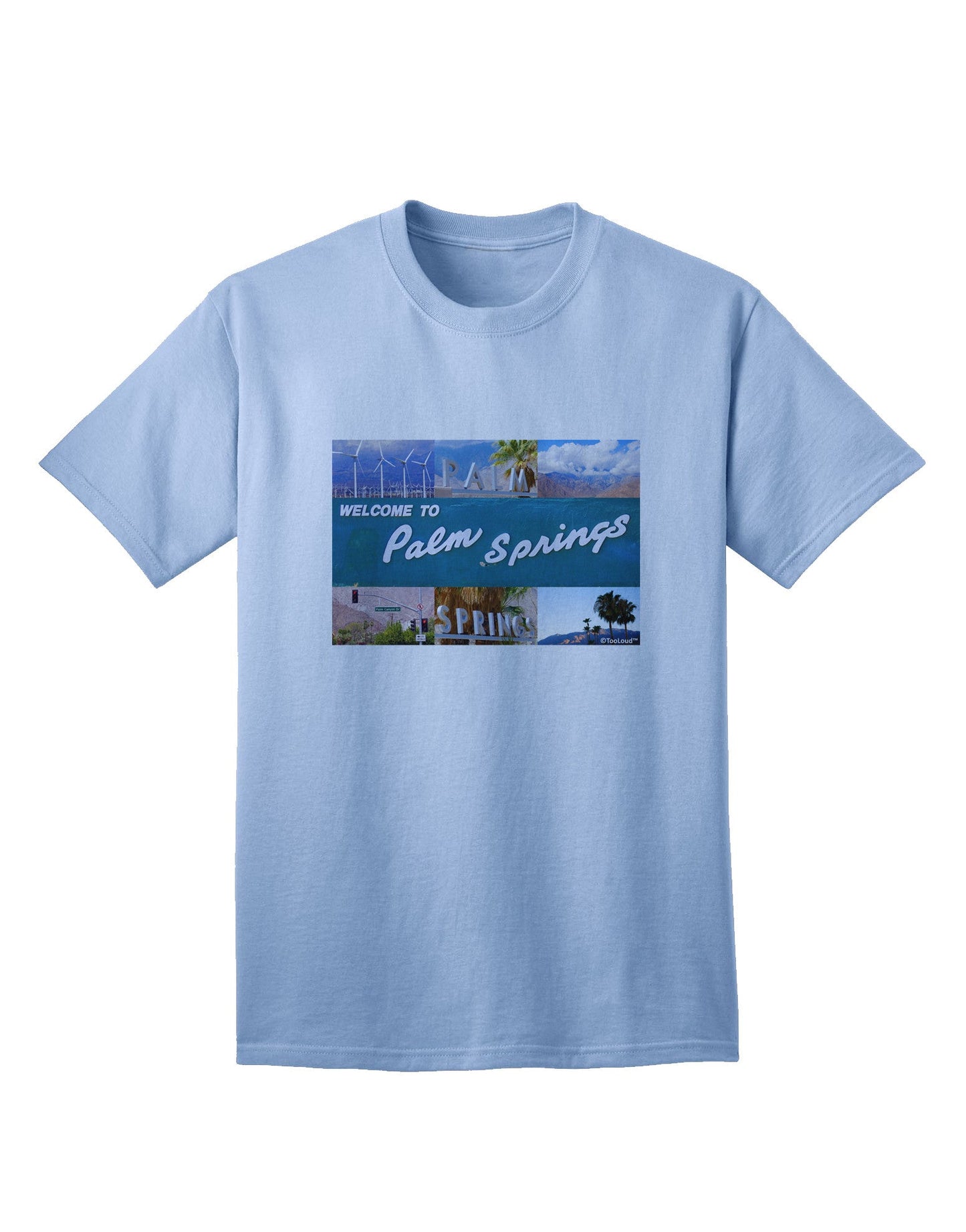 TooLoud Welcome to Palm Springs Collage Adult T-Shirt-Mens T-Shirt-TooLoud-Light-Blue-Small-Davson Sales