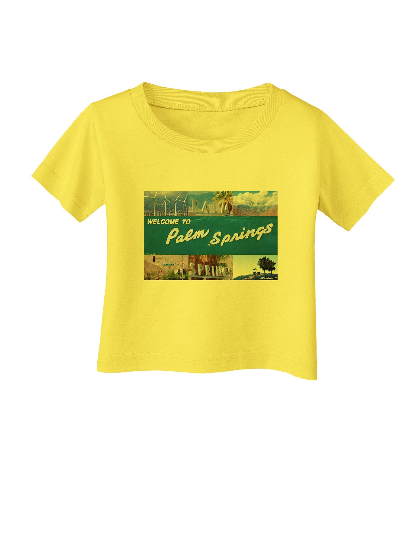 TooLoud Welcome to Palm Springs Collage Infant T-Shirt-Infant T-Shirt-TooLoud-Yellow-06-Months-Davson Sales