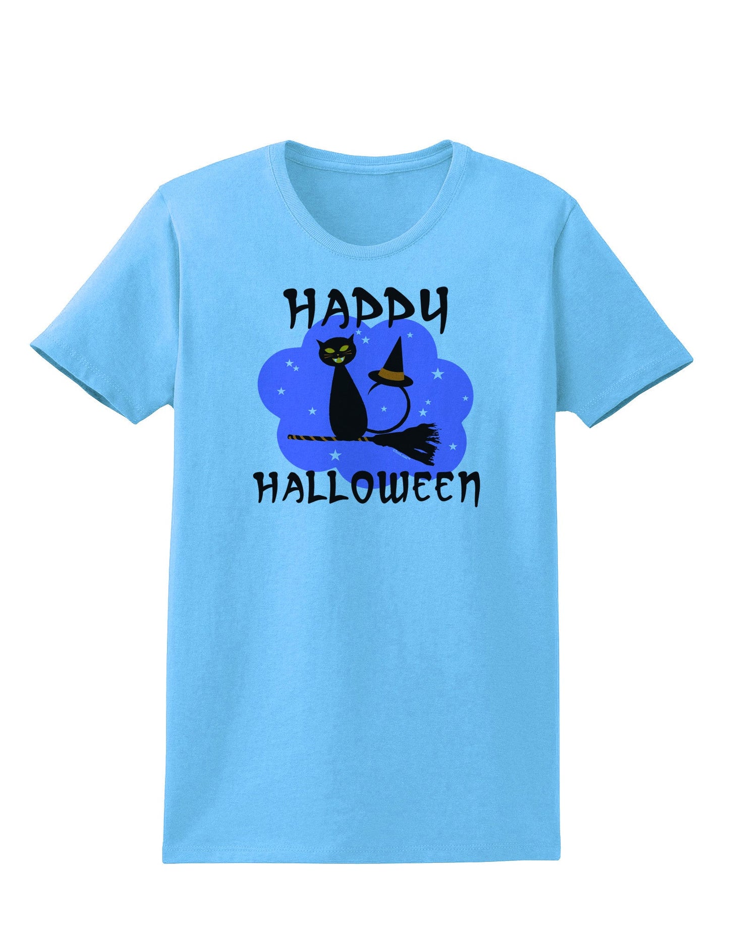 TooLoud Witch Cat Womens T-Shirt-Womens T-Shirt-TooLoud-Aquatic-Blue-X-Small-Davson Sales