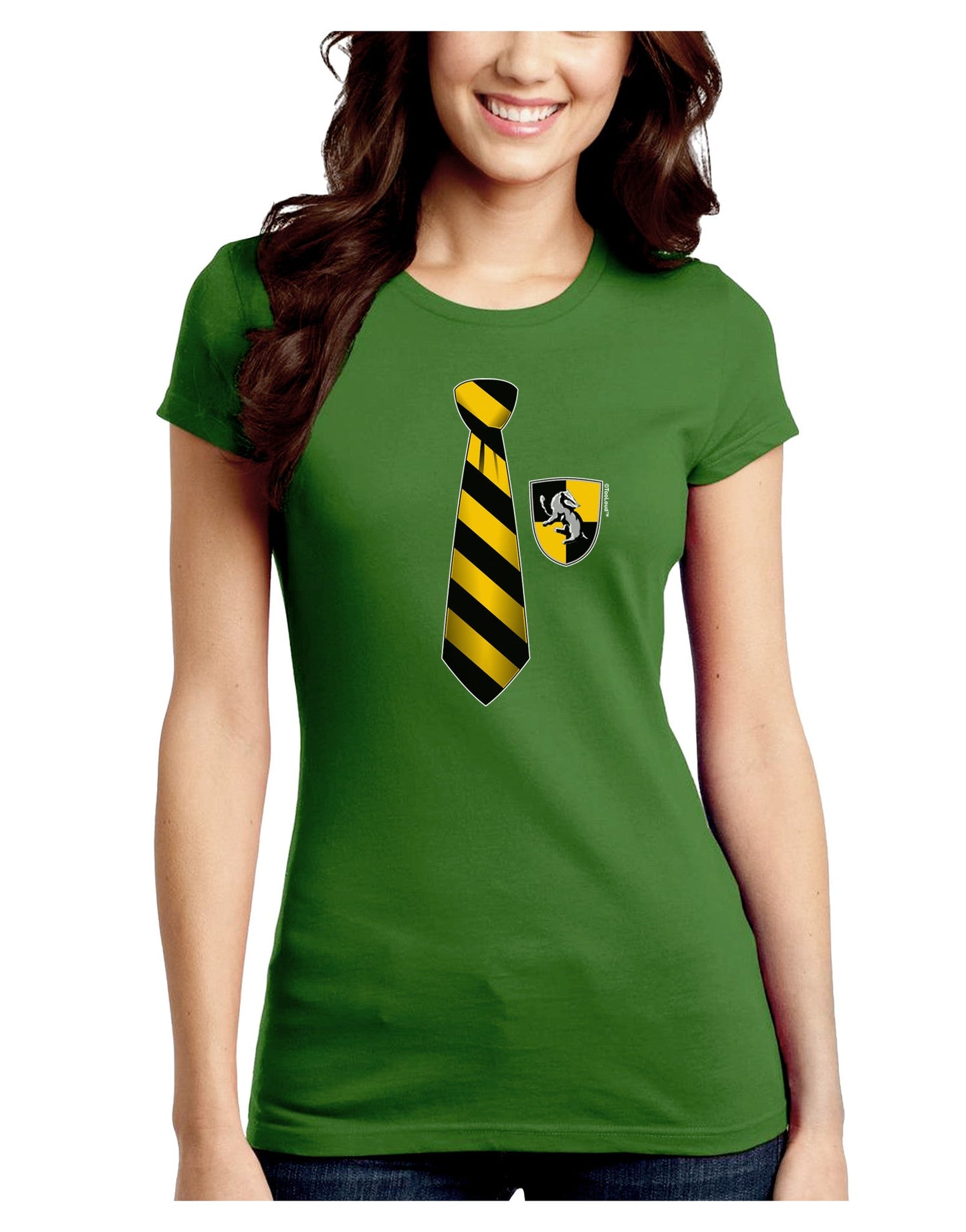TooLoud Wizard Tie Yellow and Black Juniors Petite Crew Dark T-Shirt-T-Shirts Juniors Tops-TooLoud-Kiwi-Green-Juniors Fitted Small-Davson Sales