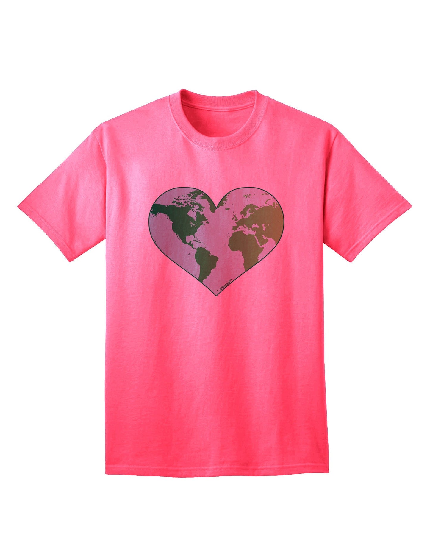 TooLoud World Globe Heart Adult T-Shirt-Mens T-Shirt-TooLoud-Neon-Pink-Small-Davson Sales
