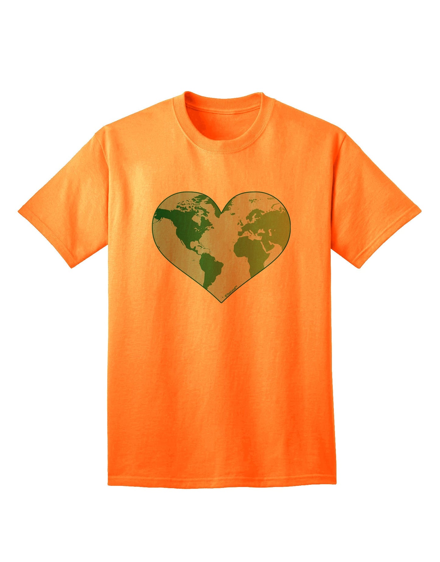 TooLoud World Globe Heart Adult T-Shirt-Mens T-Shirt-TooLoud-Neon-Orange-Small-Davson Sales