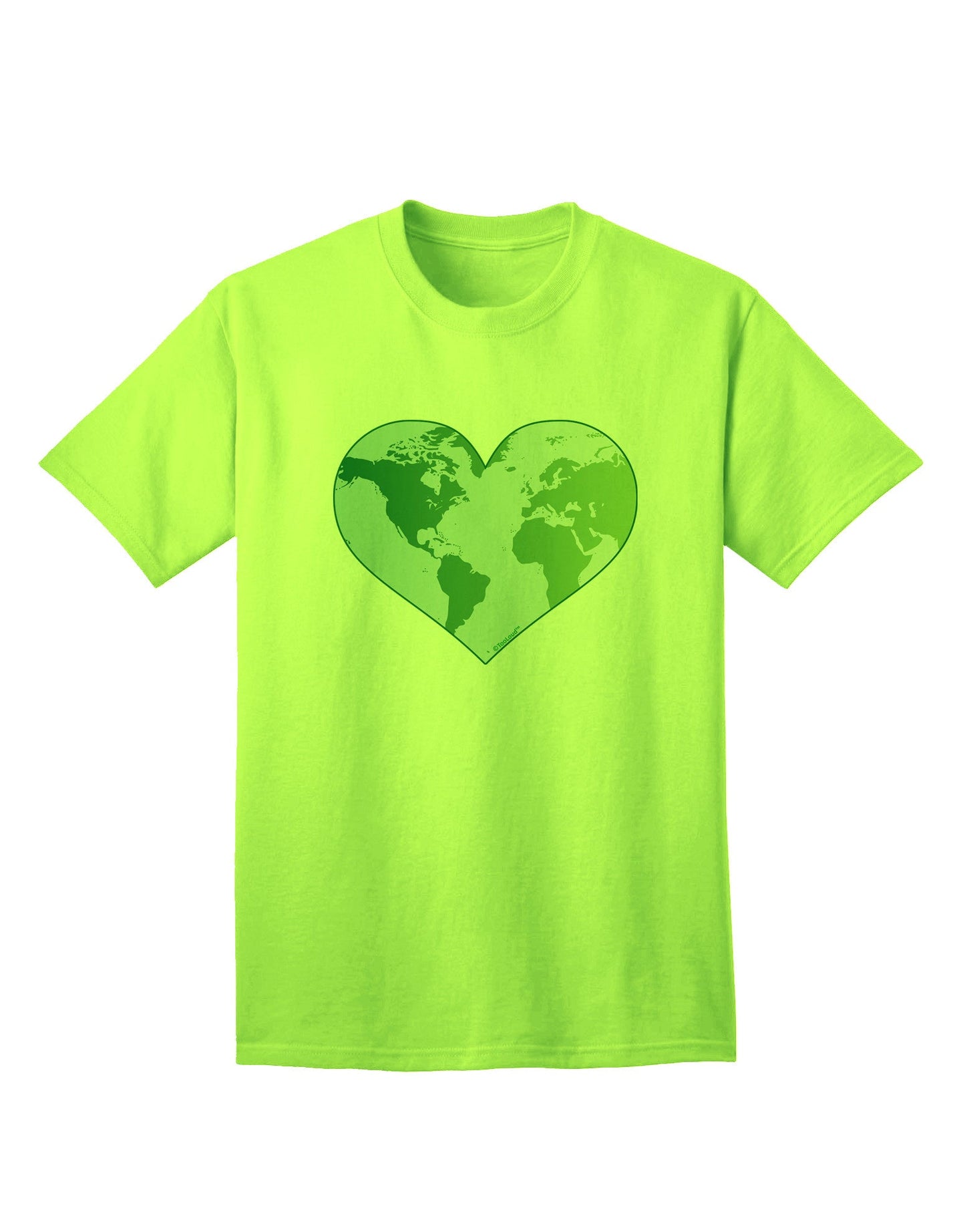 TooLoud World Globe Heart Adult T-Shirt-Mens T-Shirt-TooLoud-Neon-Green-Small-Davson Sales