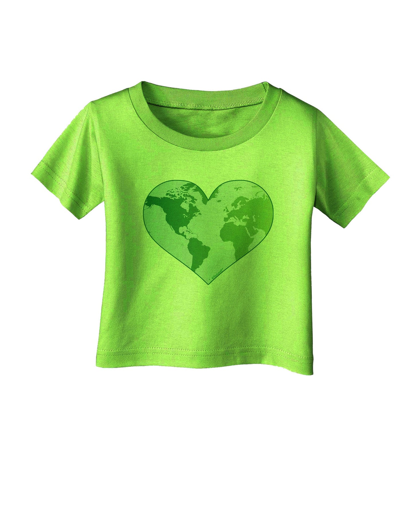 TooLoud World Globe Heart Infant T-Shirt-Infant T-Shirt-TooLoud-Lime-Green-06-Months-Davson Sales