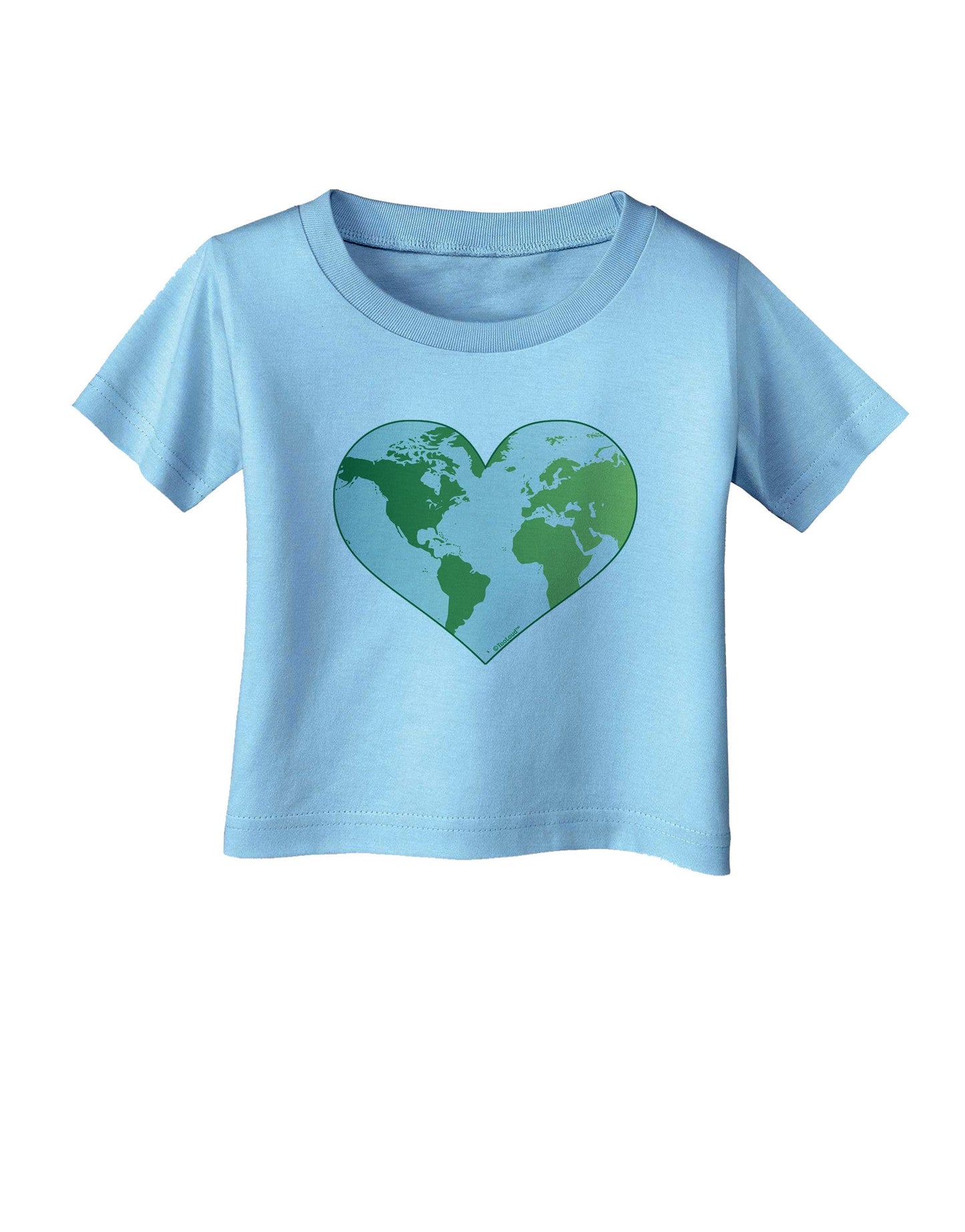 TooLoud World Globe Heart Infant T-Shirt-Infant T-Shirt-TooLoud-Aquatic-Blue-06-Months-Davson Sales