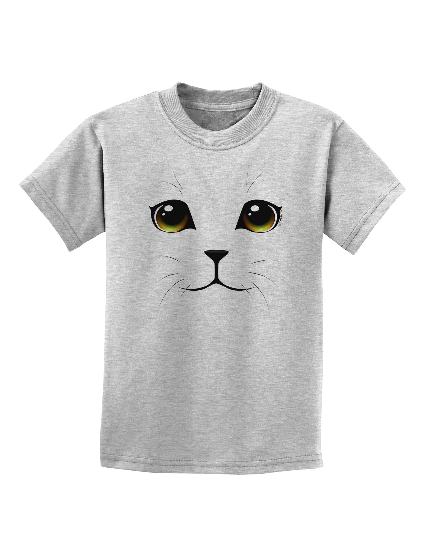 TooLoud Yellow Amber-Eyed Cute Cat Face Childrens T-Shirt-Childrens T-Shirt-TooLoud-AshGray-X-Small-Davson Sales