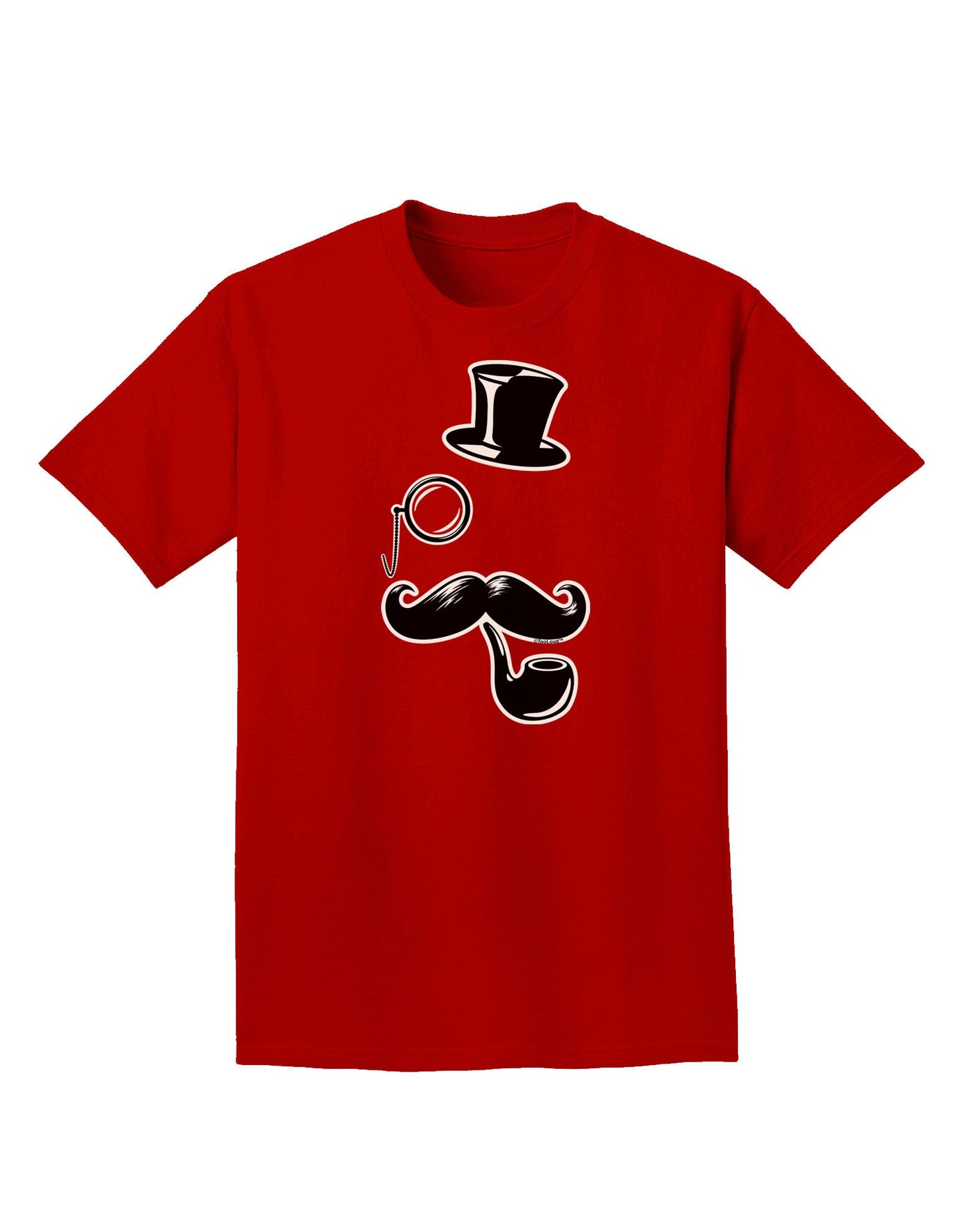Tophat Mustache Pipe and Monocle Adult Dark T-Shirt-Mens T-Shirt-TooLoud-Red-Small-Davson Sales