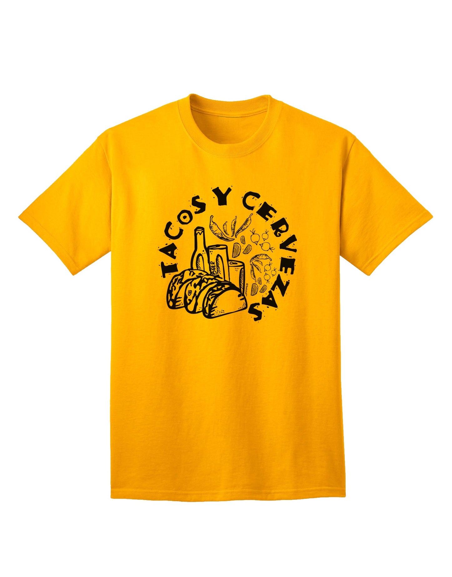 Trendy and Stylish Tacos Y Cervezas Adult T-Shirt for Fashion-forward Individuals-Mens T-shirts-TooLoud-Gold-Small-Davson Sales