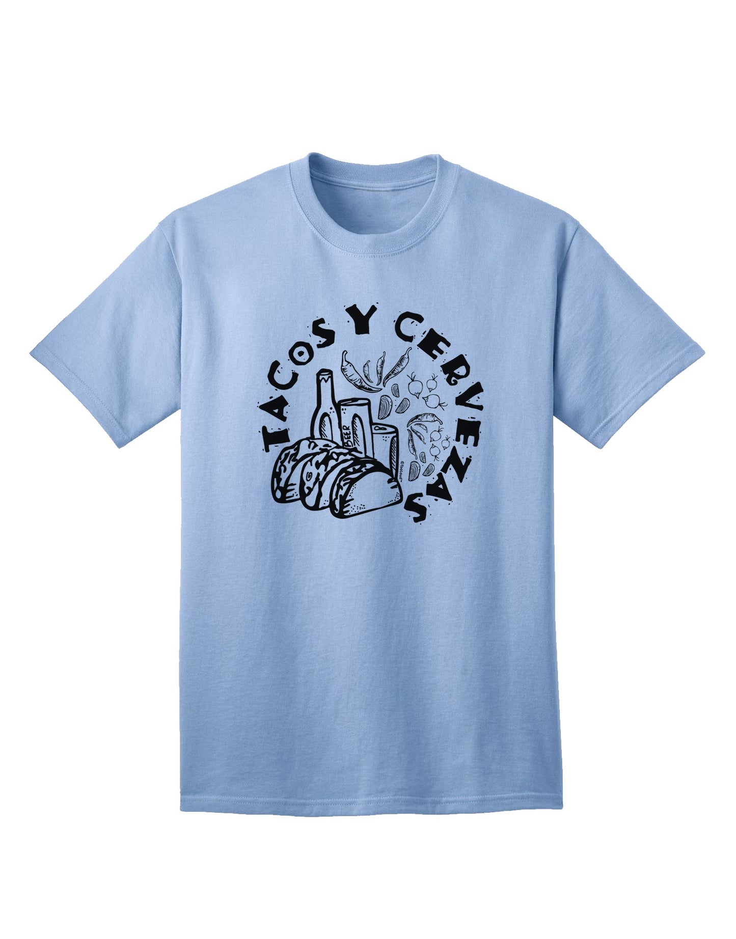 Trendy and Stylish Tacos Y Cervezas Adult T-Shirt for Fashion-forward Individuals-Mens T-shirts-TooLoud-Light-Blue-Small-Davson Sales