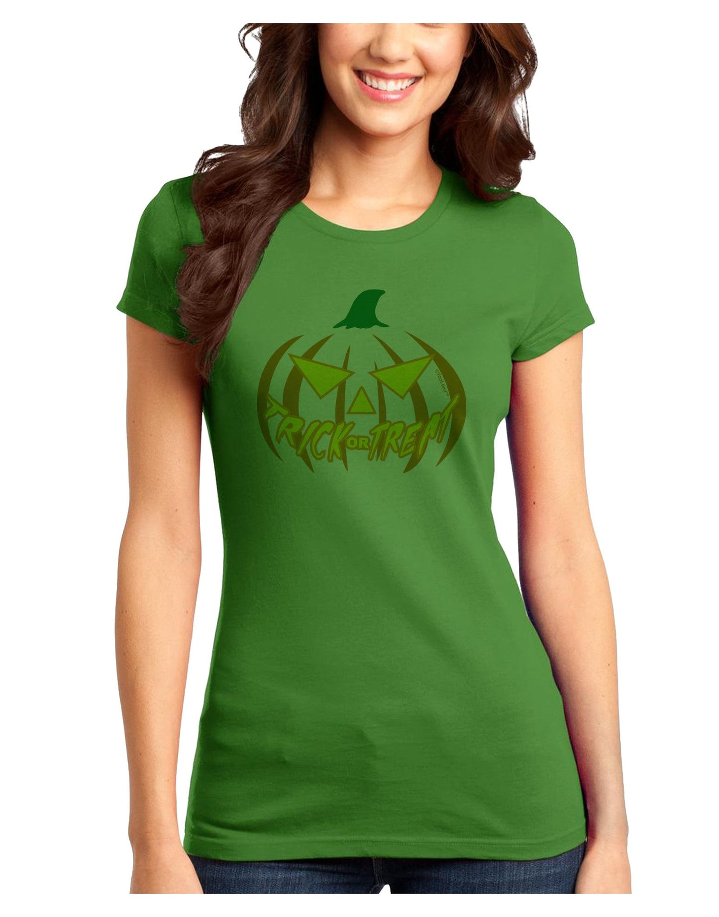Trick or Treat Jack Yellow Juniors T-Shirt-Womens Juniors T-Shirt-TooLoud-Kiwi-Green-Juniors Fitted X-Small-Davson Sales