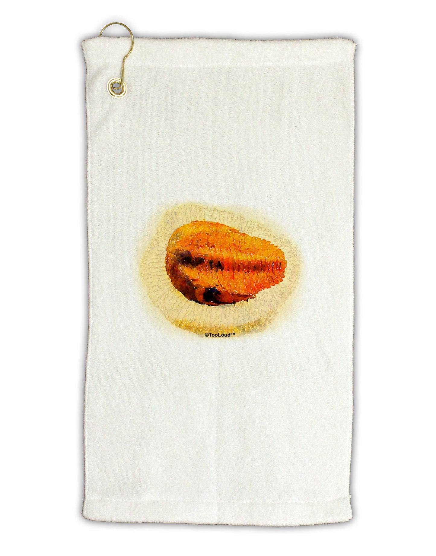 Trilobite Fossil Watercolor Micro Terry Gromet Golf Towel 11"x19-Golf Towel-TooLoud-White-Davson Sales