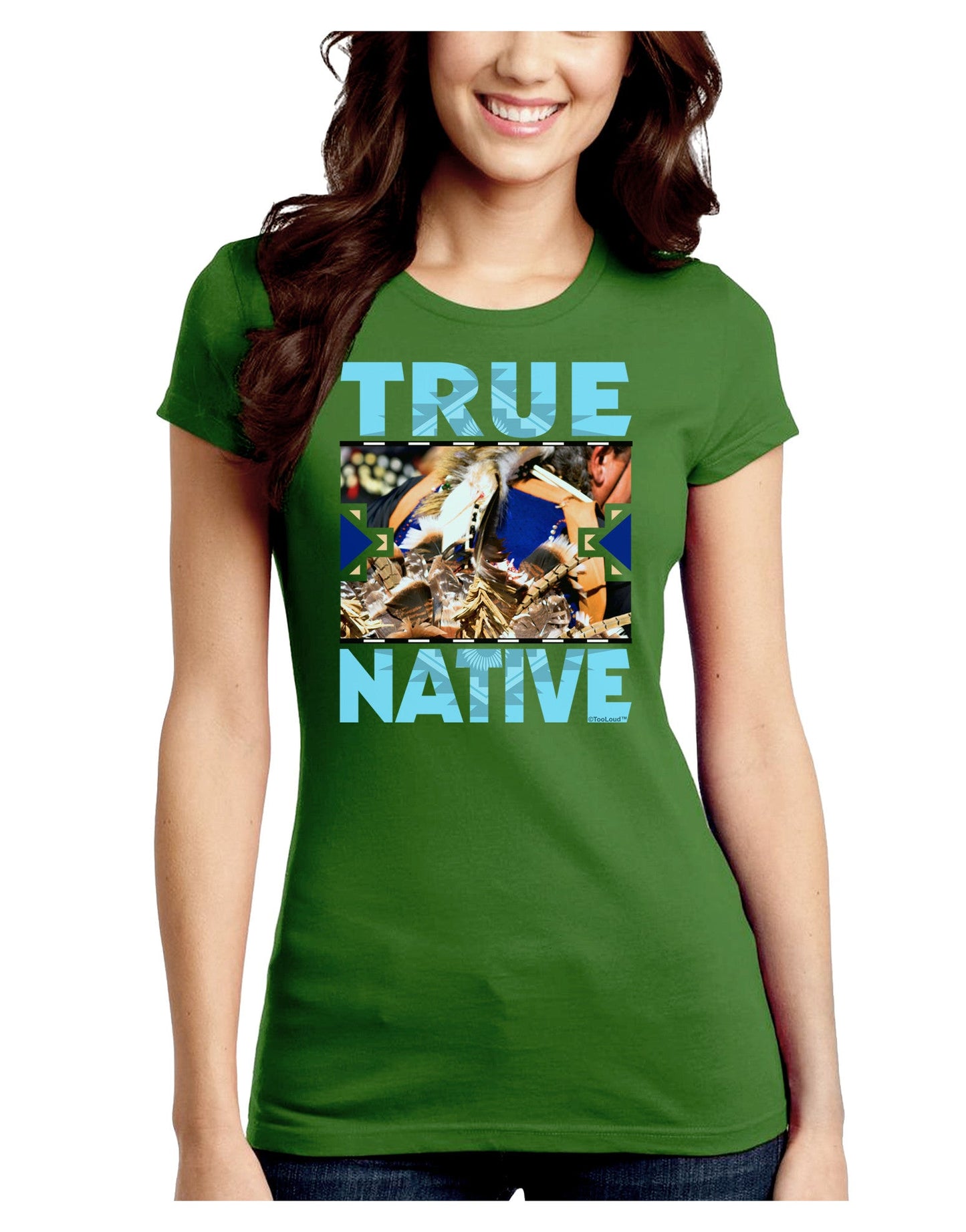 True Native American Juniors Petite Crew Dark T-Shirt-T-Shirts Juniors Tops-TooLoud-Kiwi-Green-Juniors Fitted Small-Davson Sales
