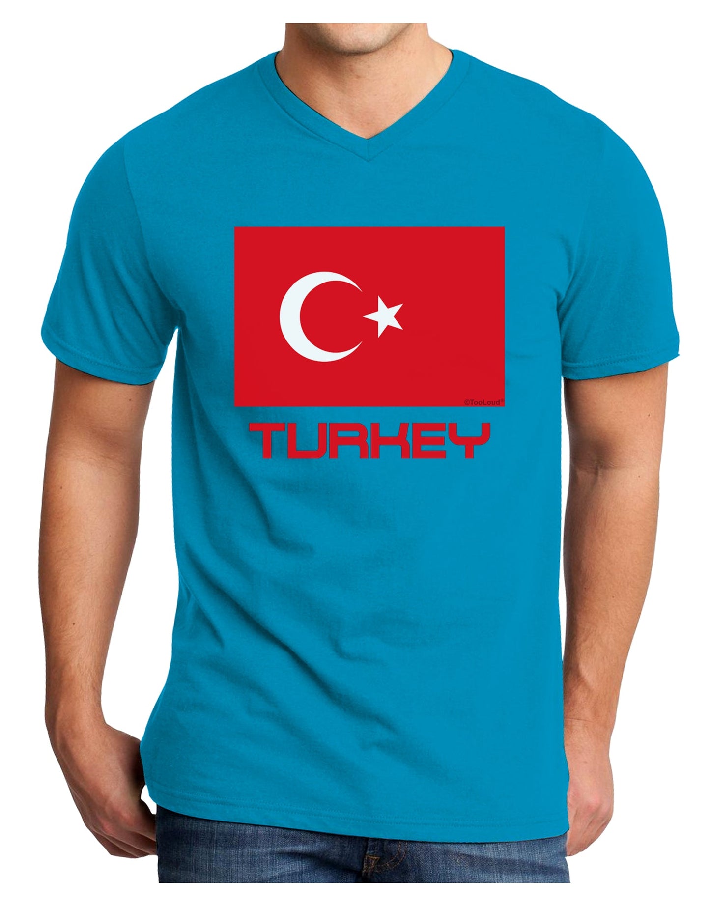 Turkey Flag with Text Adult Dark V-Neck T-Shirt by TooLoud-Mens V-Neck T-Shirt-TooLoud-Turquoise-Small-Davson Sales